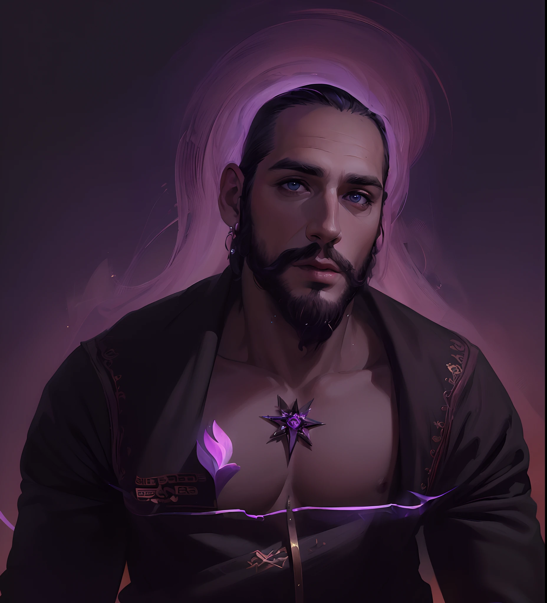 (masterpiece, best quality:1.4),(absurdres, highres, ultra detailed:1.2), (1 handsome man:1.4),(using dark magic:1.4),purple magic,playful illustrations, imaginative overlays, artistic fusion,fantastical scenes, evocative narratives, striking visuals, upper body