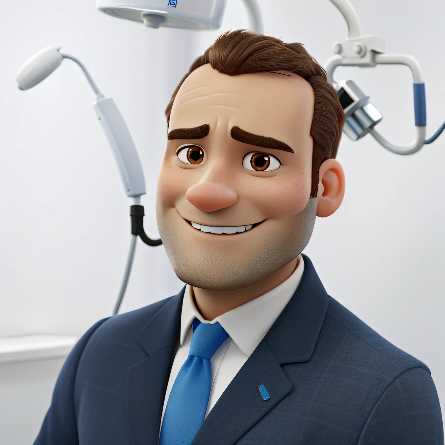 Gerar imagem estilo Disney Pixar, in very high quality, Man is a dentist, It must be inside a dental office