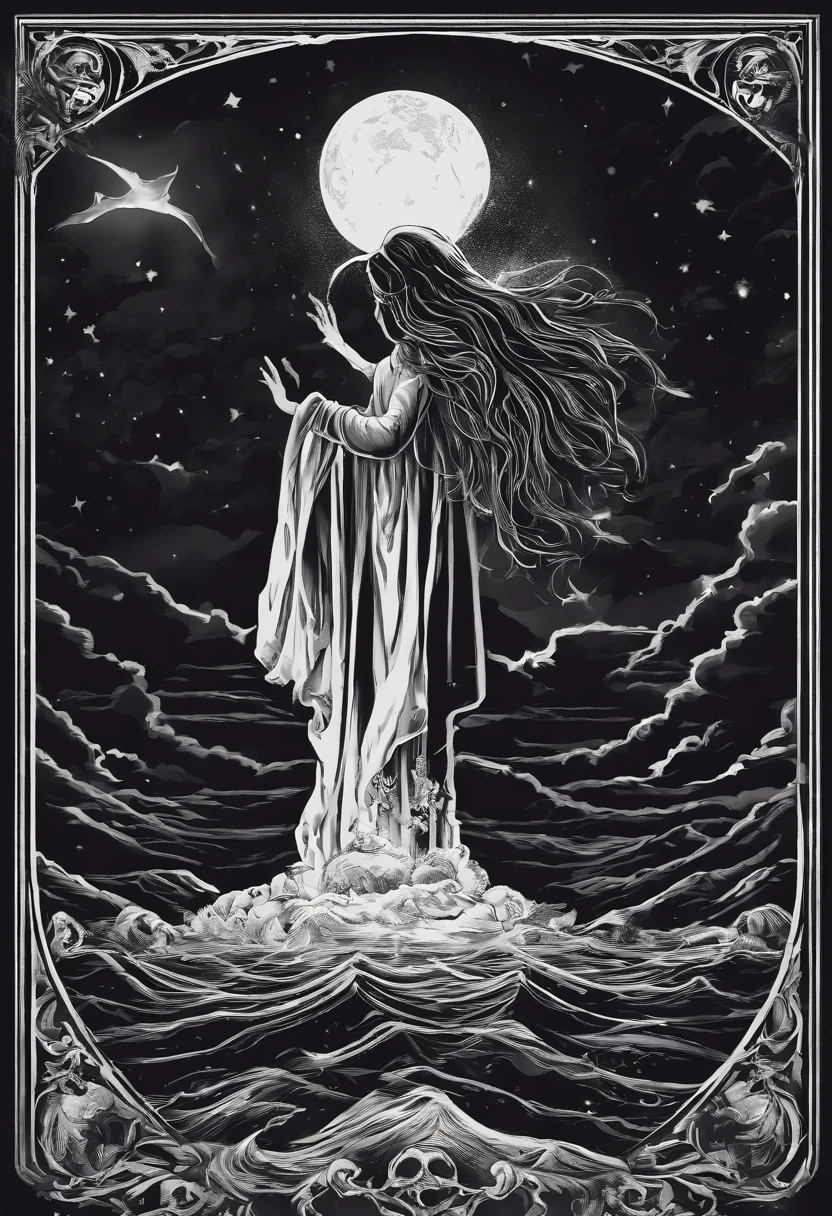 /imagine prompt: poltergeist illustration for a sticker with a black background, in bold outline style, jagged edges, trashcore, light shading --v 5.2
