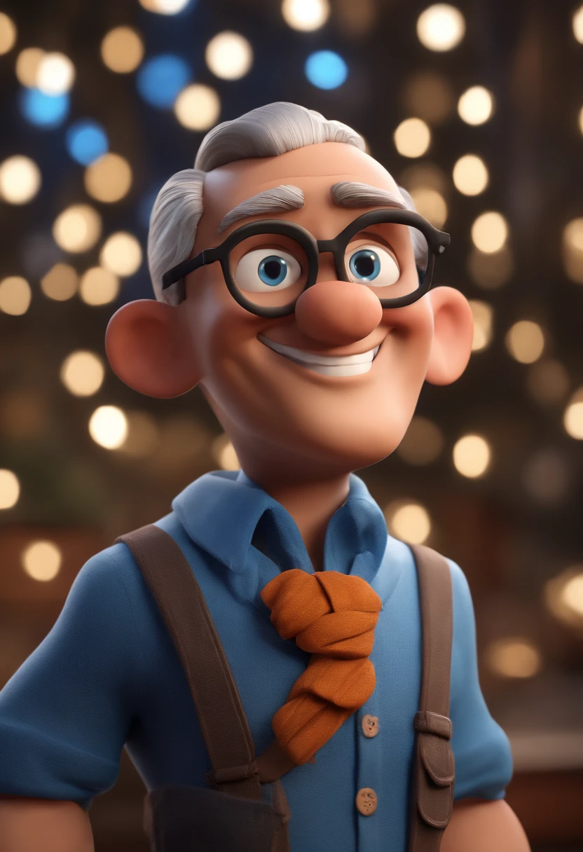 Cartoon character of a man with black glasses and a blue shirt, animation character, Caractere estilizado, animation style rendering, 3D estilizado, Arnold Maya render, 3 d render stylized, toon render keyshot, Personagem 3D, Personagem 3D, 3d rendering stylized, 3 d character render, personagem de desenho animado, Personagem de close up, Pose de personagem, (Estilo Pixar) (master part:1.2) (Bokeh) (best quality) (pele detalhada) (textura detalhada) (8k) (argila) (Cinematic lighting) (foco nítido