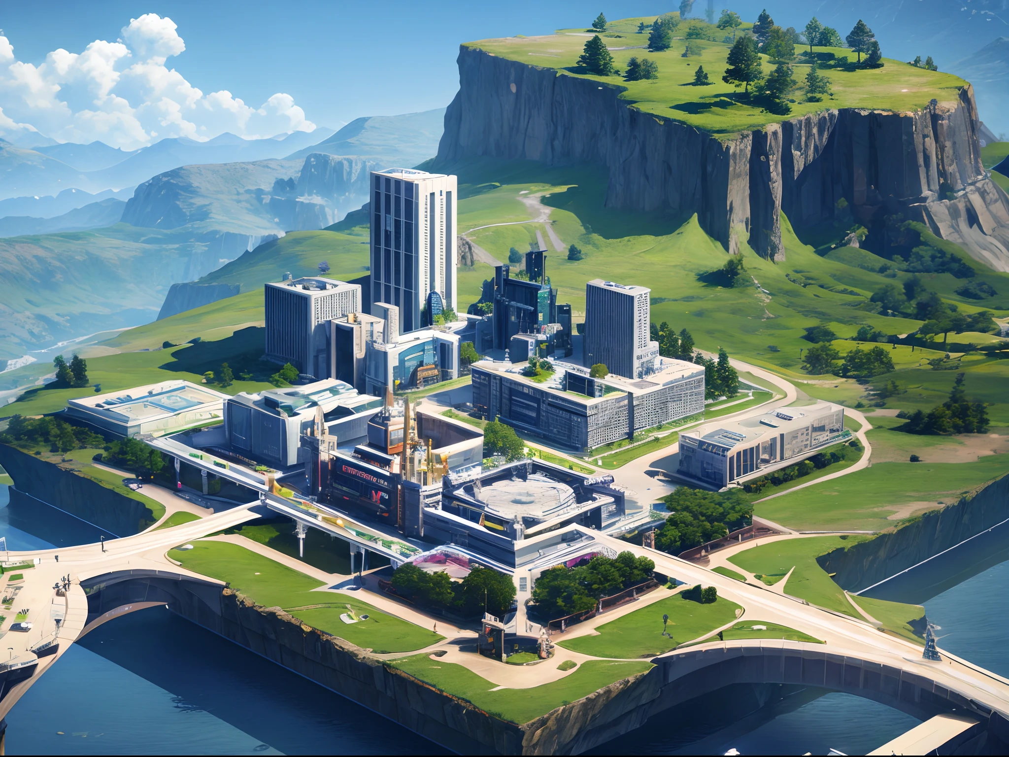 a futuristic virtual city pops out of the iPhone in an isometric 3D view, A God Watches Everything from Above