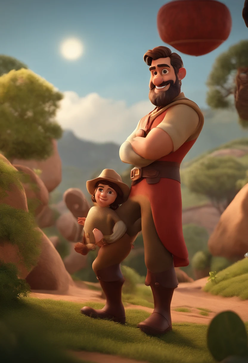 personagem dos desenhos animados de um homem vestindo jaleco em uma fazenda barba curta e texto escrito "Raphael", animation character, Caractere estilizado, animation style rendering, 3D estilizado, Arnold Maya render, 3 d render stylized, toon render keyshot, Personagem 3D, Personagem 3D, 3d rendering stylized, 3 d character render, personagem de desenho animado, Personagem de close up, Pose de personagem, (Estilo Pixar) (master part:1.2) (Bokeh) (best quality) (pele detalhada) (textura detalhada) (8k) (argila) (Cinematic lighting) (foco nítido