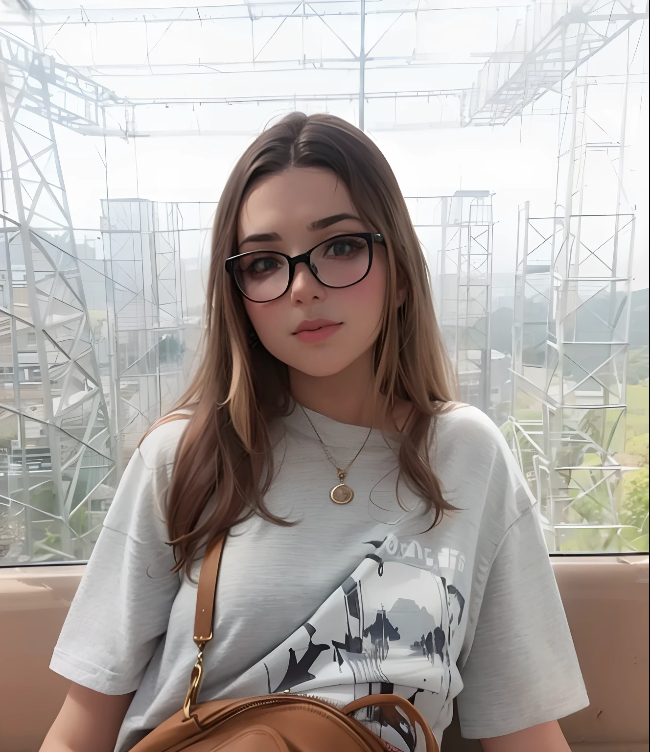 Mujer araffe sentada en un banco con una mochila y un bolso, Foto tomada en 2 0 2 0, Viktoria Gavrilenko, 18 years old, photo of the girl, Pokimane, Magdalena Radziej, Imagen de perfil, frente a un fondo forestal, valentina revolver, Alexandra Waliszewska, con gafas