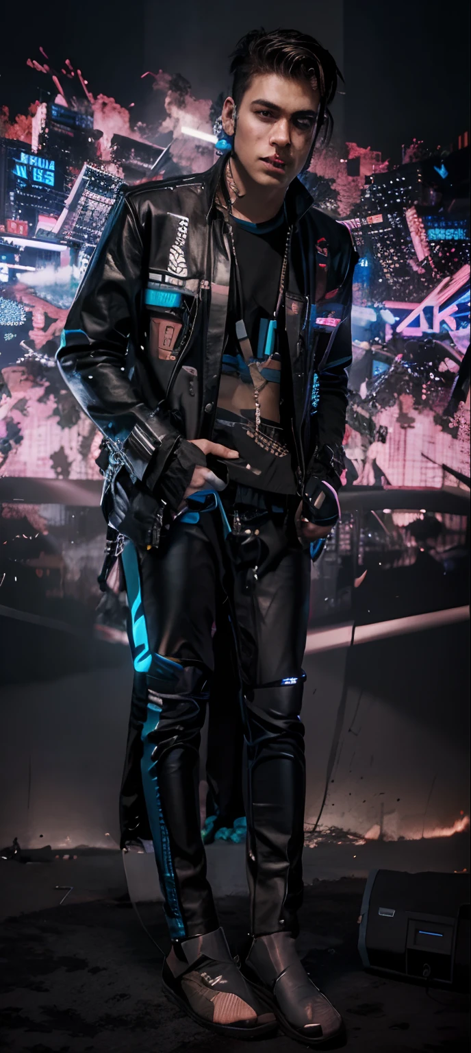 Change background cyberpunk handsome boy.reallstic face .8k.ultra reallstie