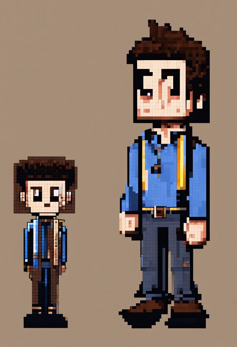 Post de um Homem alto, dos olhos castanhos escuro, Dark brown hair in polo clothes and jeans, Disney pixel em alta qualidade