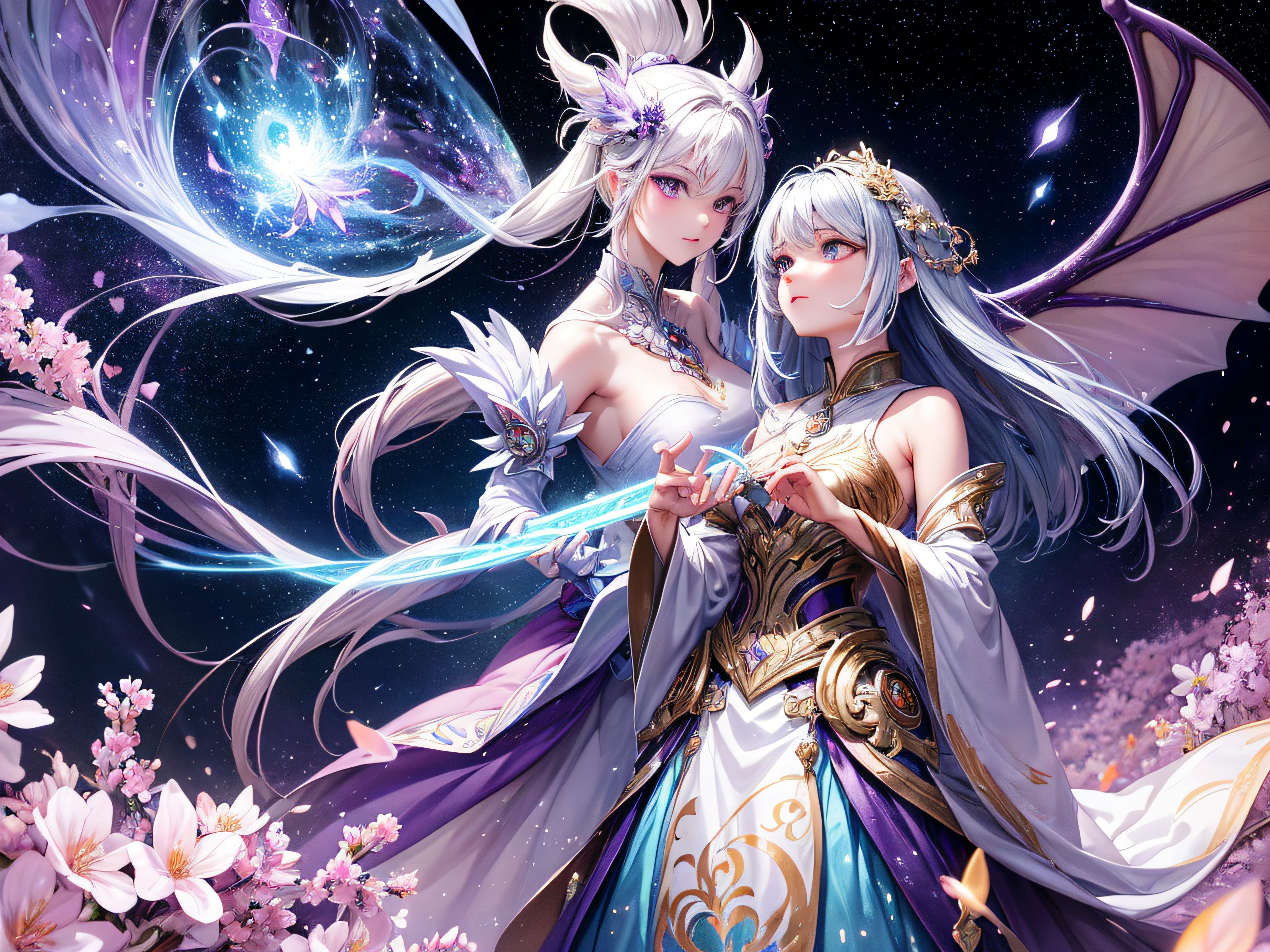 Raiya Raiden, the electric human dragon, possesses long, flowing hair with a shimmering shade of electric purple with hints of blue but mainly black. Her striking eyes are a hue of silver and platinum, bearing intricate electric symbols, giving her gaze an aura of electrifying power. Raiya's skin is pale, ethereally glowing, as if touched by the very essence of electricity. She typically adorns herself in traditional kimono's (raiden shogen from genshin impact), featuring elegant robes in deep shades of indigo and silver, adorned with subtle motifs representing thunder and lightning. Standing at an average height for an 18-year-old, around 5'7" (170 cm), Raiya boasts a slender and elegant physique, affording her graceful and agile movements. This description captures her distinct appearance and connection to electricity