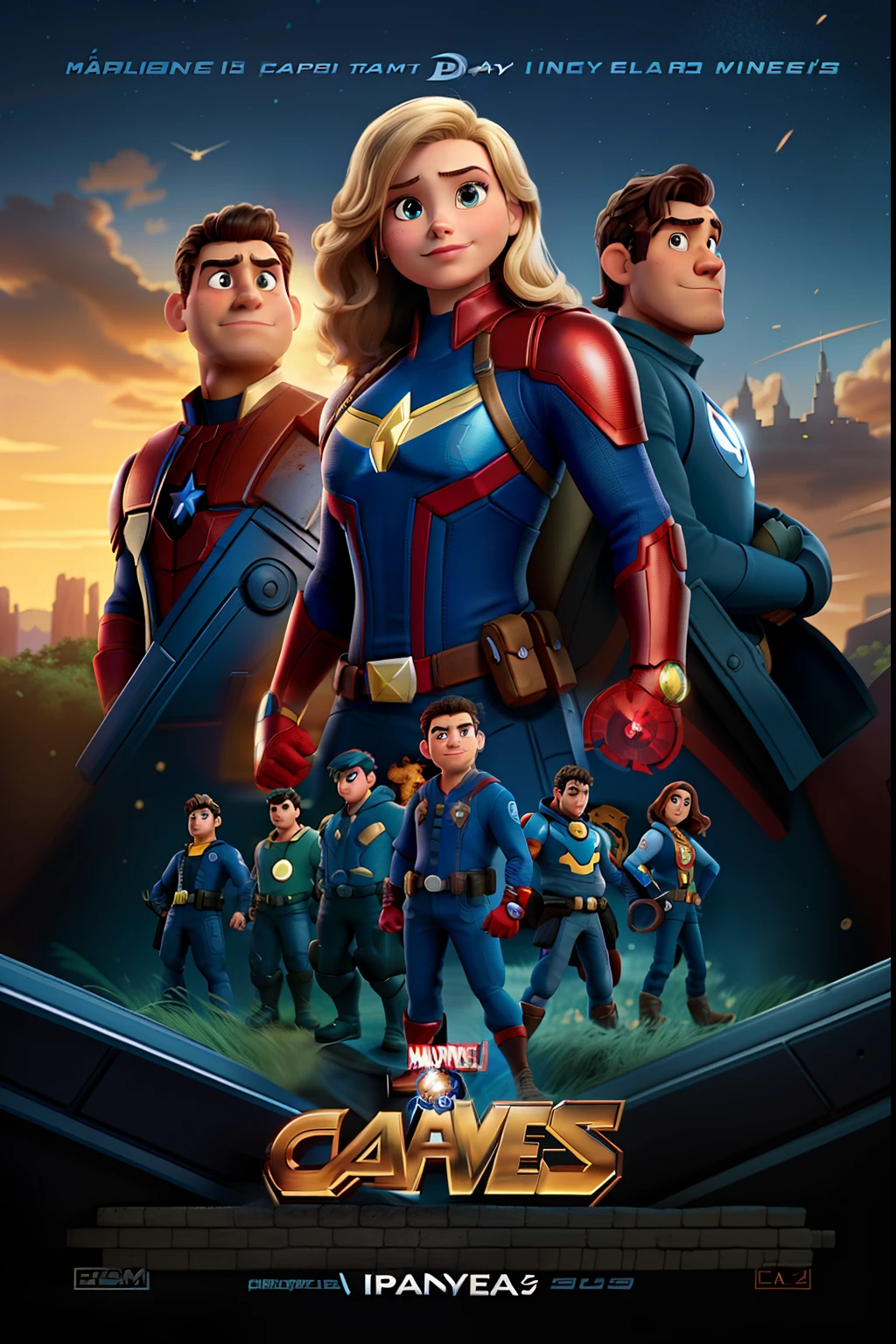 Captan Marvel estilo disney pixar,
alta qualidade, melhor qualidade