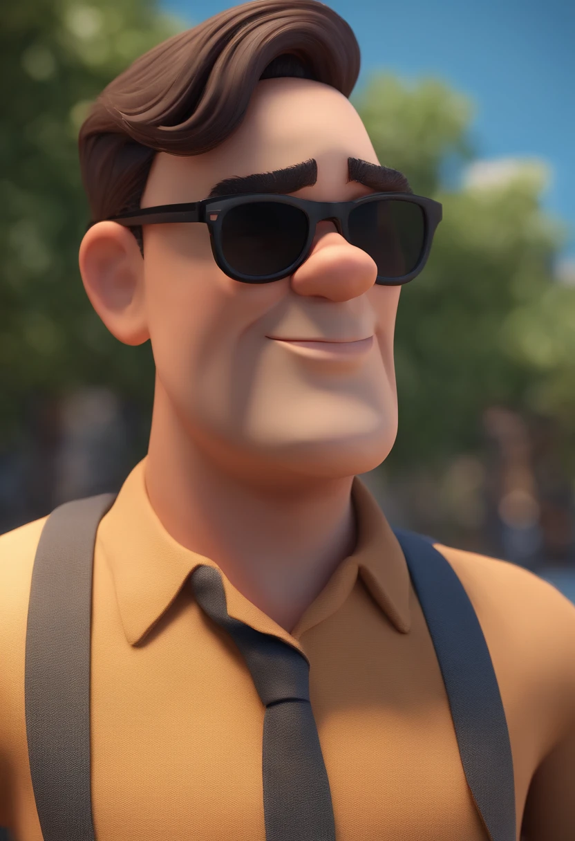 Cartoon character of a man with black glasses and a blue shirt, animation character, Caractere estilizado, animation style rendering, 3D estilizado, Arnold Maya render, 3 d render stylized, toon render keyshot, Personagem 3D, Personagem 3D, 3d rendering stylized, 3 d character render, personagem de desenho animado, Personagem de close up, Pose de personagem, (Estilo Pixar) (master part:1.2) (Bokeh) (best quality) (pele detalhada) (textura detalhada) (8k) (argila) (Cinematic lighting) (foco nítido
