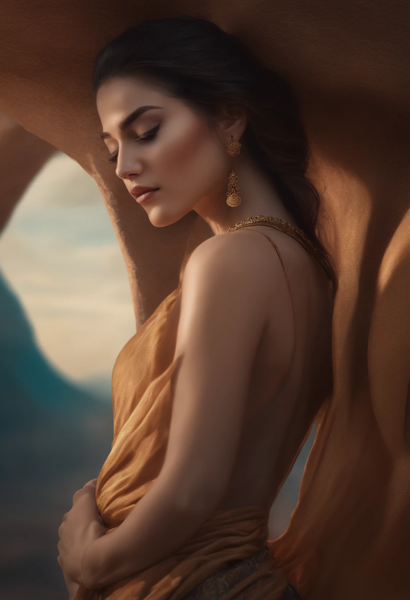 (Foto RAW, best quality), (Realistic, foto realista: 1.3), best quality, altamente detalhado, master part, hiperdetalhe, illustration, 1 girl, Testa com Pintura, superior_corpo, Dynamic angle, Teatro Obra-Prima Mundial, Messy_Longas_Hair, best quality, extremamente detalhado CG unificado 8k wallpaper, tinta, Amazing, Cinematic lighting, Lente_fulgurar,Dunhuang_Estilo