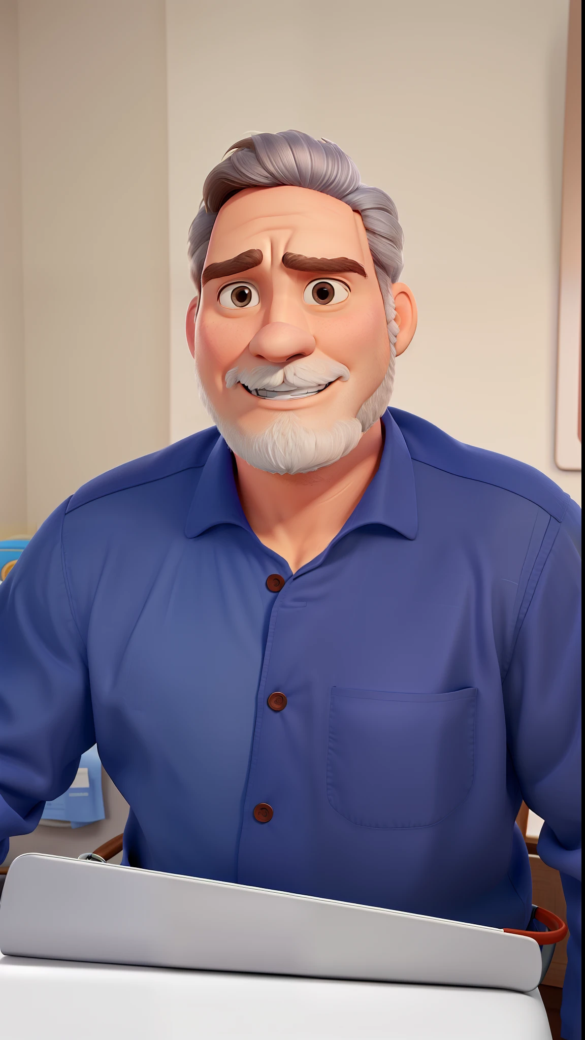 Um homem branco, with doctor's paraphernalia, ao estilo Disney Pixar, alta qualidade, melhor qualidade.