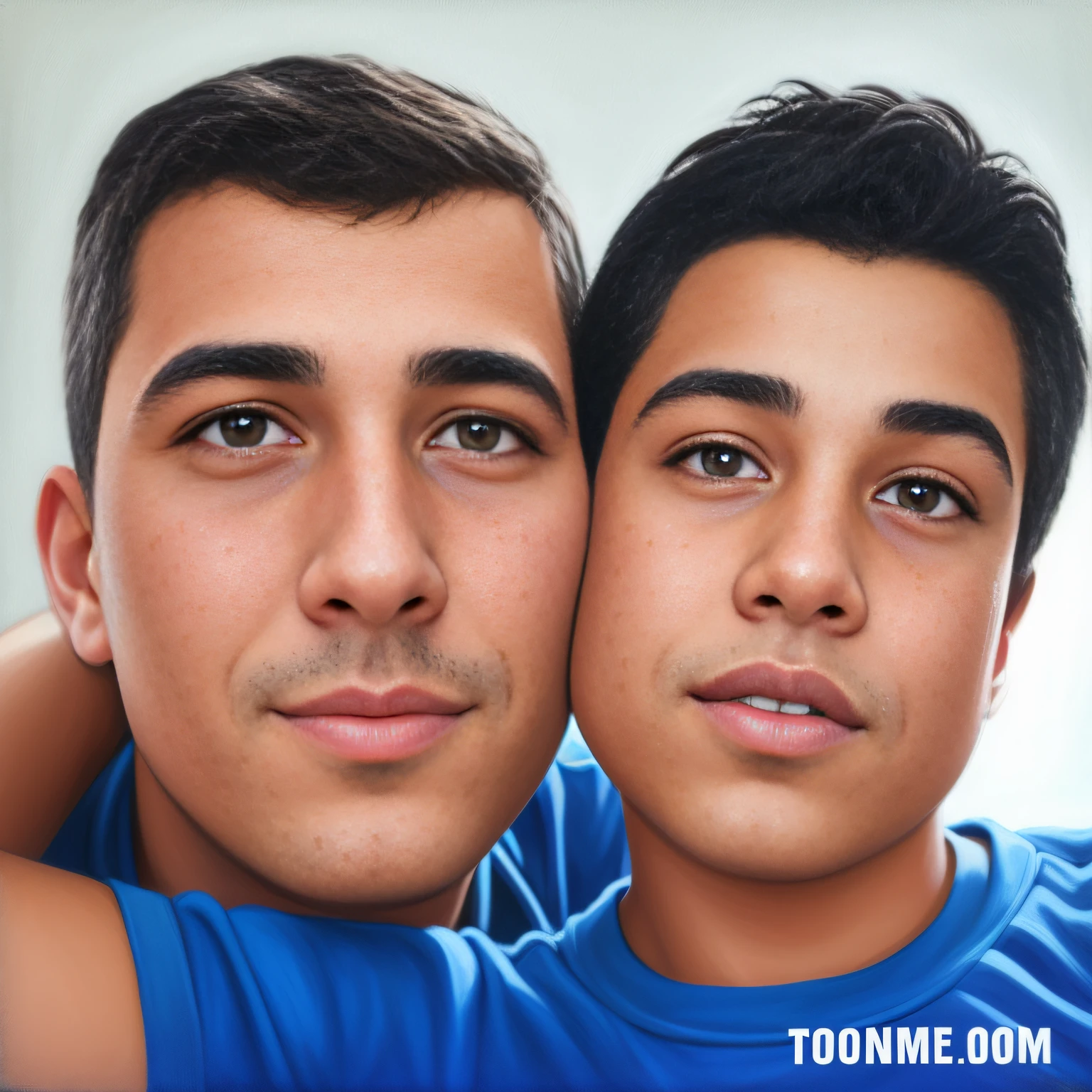 There's a digital painting of a man and a boy, pintura digital dos desenhos animados, Toony, retrato dos desenhos animados, arte digital dos desenhos animados, arte de pintura digital dos desenhos animados, arte dos desenhos animados, desenhos animados realistas, retrato realista da foto, caricature illustration, desenho animado de arte digital, realistic studio portrait, foto retrato realista, in cartoon style, rostos fotorrealistas, toon rendering, retrato fotorrealista, estilo caricatura
