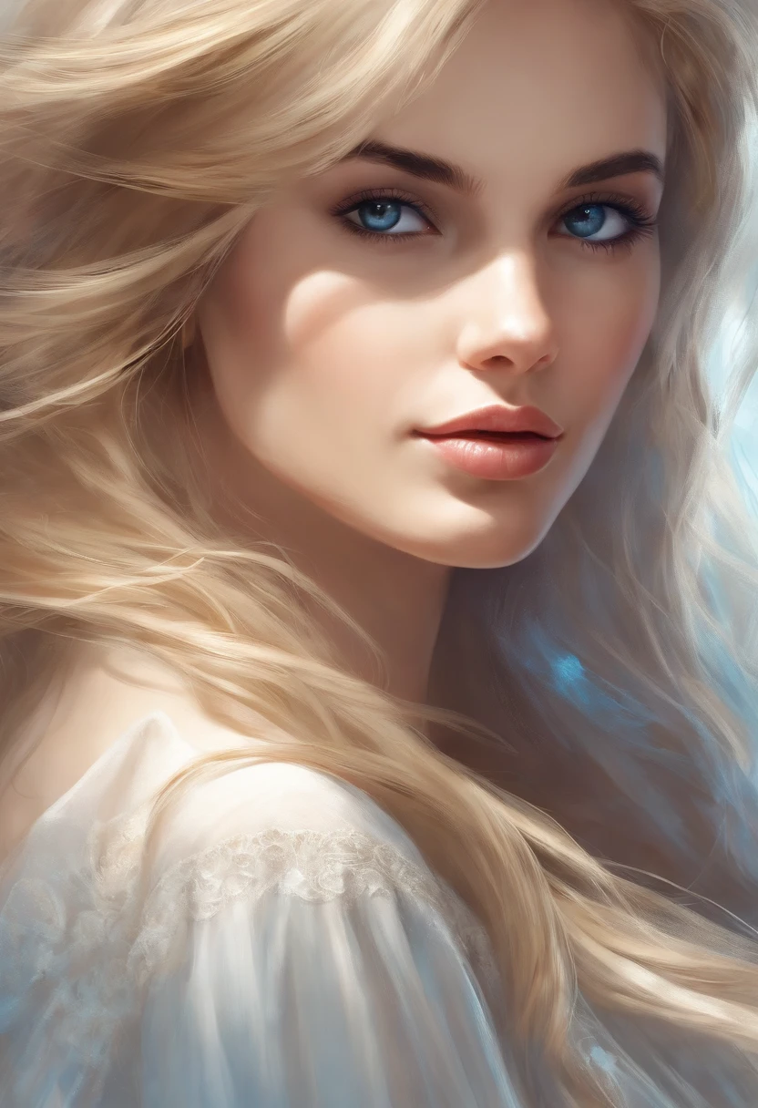 (olhos bonitos detalhados e rosto detalhado, Luz lateral da obra-prima, master part, best quality, circunstanciado, High resolution illustration), (1 girl, Beautiful girl, pele brilhante, olhando para baixo, Olhando para o Viewer), ( cabelo longo azul celeste, olhos cor-de-rosa, saia, fita, button-down shirt) 45 graus, Top view, lateralmente, (Hand detail)