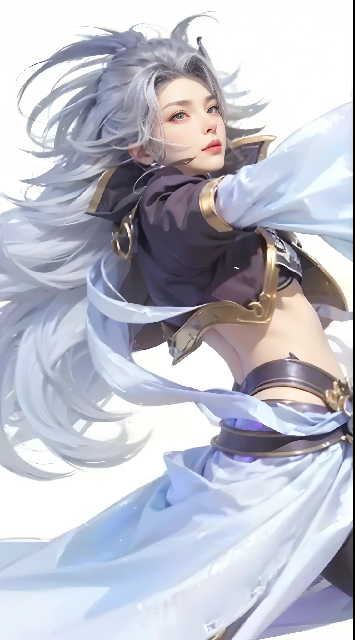 1 adult man, With silver eyes, Final Fantasy Kuja, Sharp eyes raised at the corners of the eyes、Handsome, With silver hair,Hair is not tied up、 Dynamic movement bangs、(slicked back hairstyle) , Demon Slayer Art Slit Eye Handsome Man, Mechanic Machine Cyborg Fusion, Jestic Live Graphics, Realistic, Dynamic Pose, Realistic, Detailed and correct facial structure, Blade Ornament, Attractive, Cinematic lighting, Unreal Engine, Trending on ArtStation, Intricate details, masutepiece, Best Quality, By Irakli Nadar, Greg Rutkowski,(((Best Quality))),(((ultra-detailliert))),(((masutepiece)))、