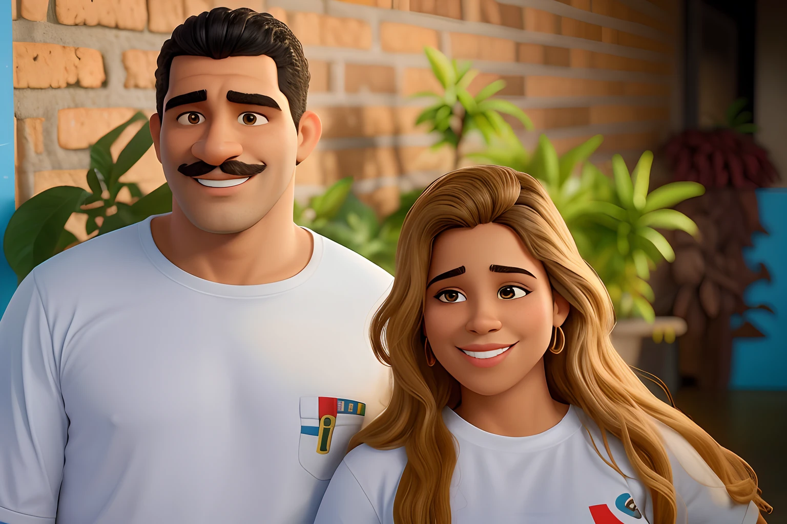 homem negro com cabelo crespo, bigode, barba no queixo e mulher sorridentes, um ao lado do outro, em frente a uma parede de tijolos, de Felipe Seade, edu souza, seu madruga, nick silva, malika favre, de Emerson Silva, karla ortiz, sandra, imagem de perfil, de Samuel Silva, salvador, São Paulo, sifi, São Paulo, dan dos santos, adreas rocha