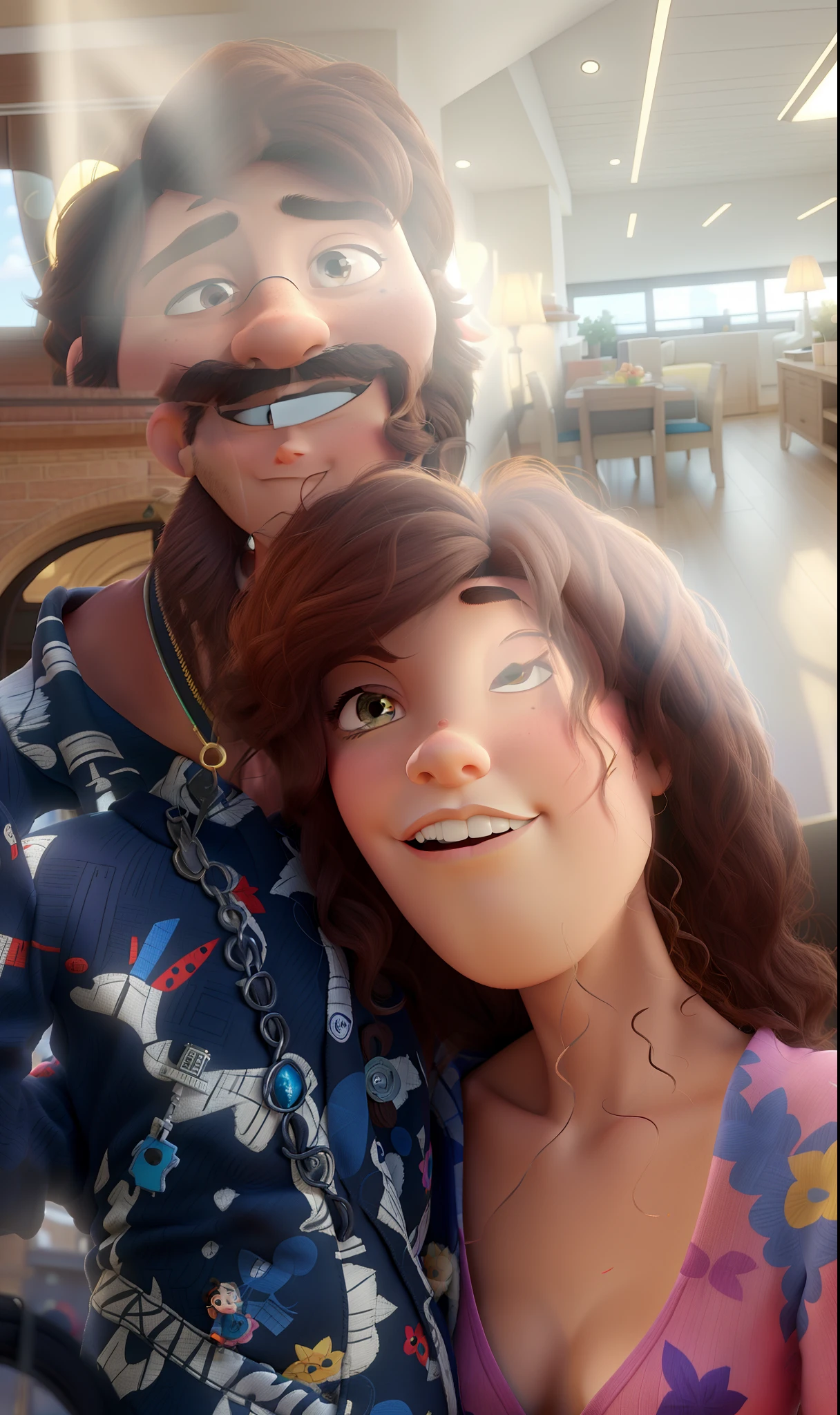 Um casal estilo pixar, alta qualidade, melhor quailidade, na torre einfel em paris