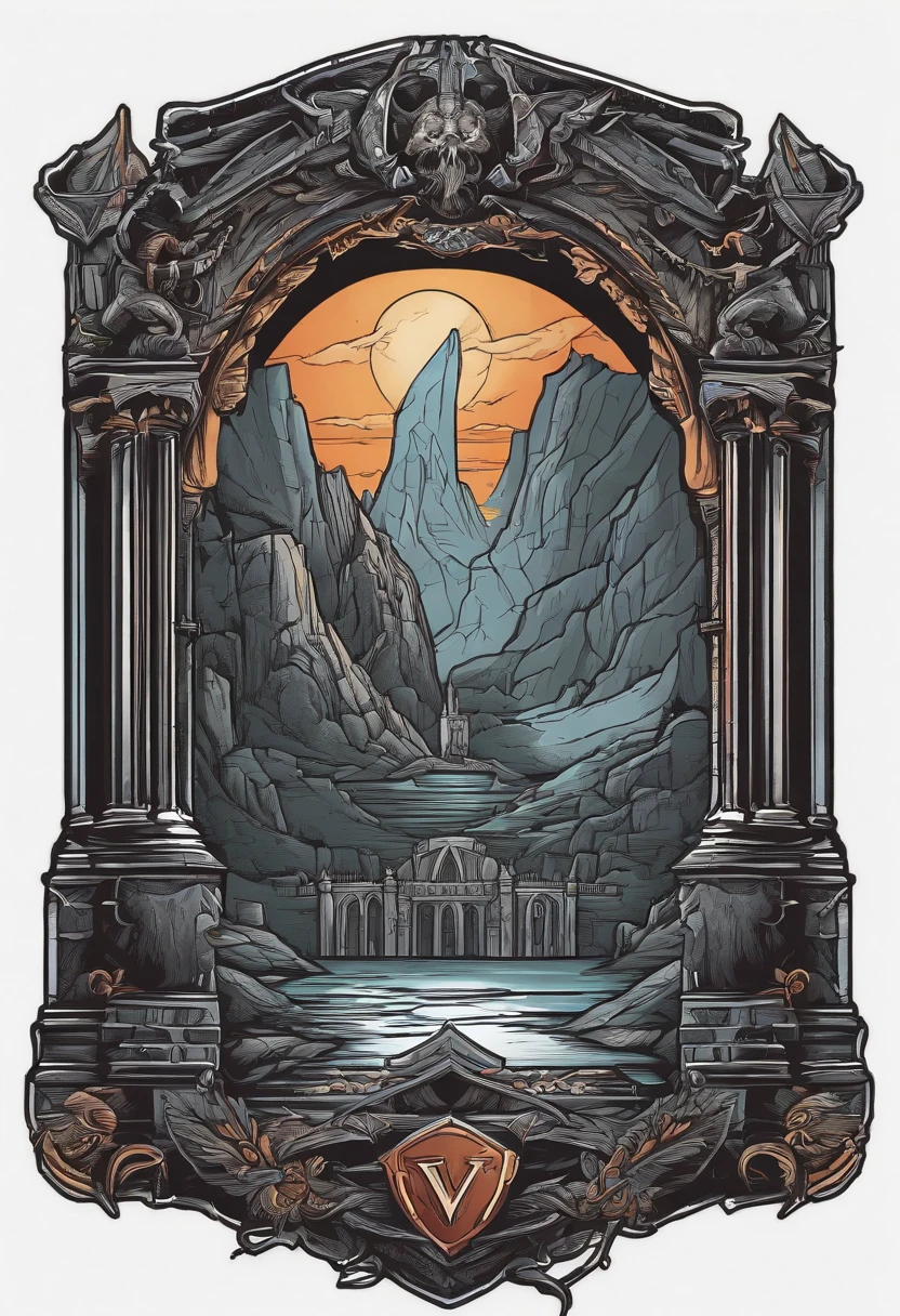 /imagine prompt: dungeon master illustration for a sticker with a black background, in bold outline style, jagged edges, trashcore, light shading --v 5.2
