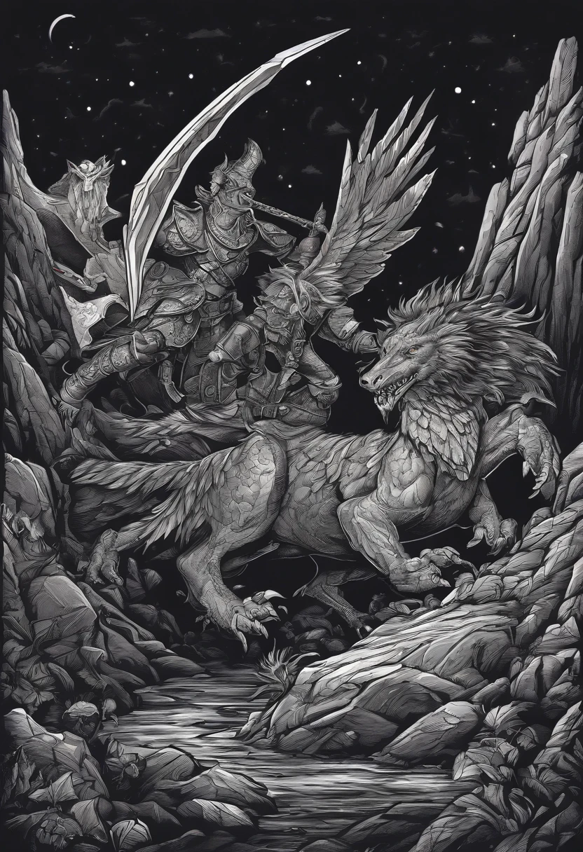 /imagine prompt: dungeons and dragons illustration for a sticker with a black background, in bold outline style, jagged edges, trashcore, light shading --v 5.2