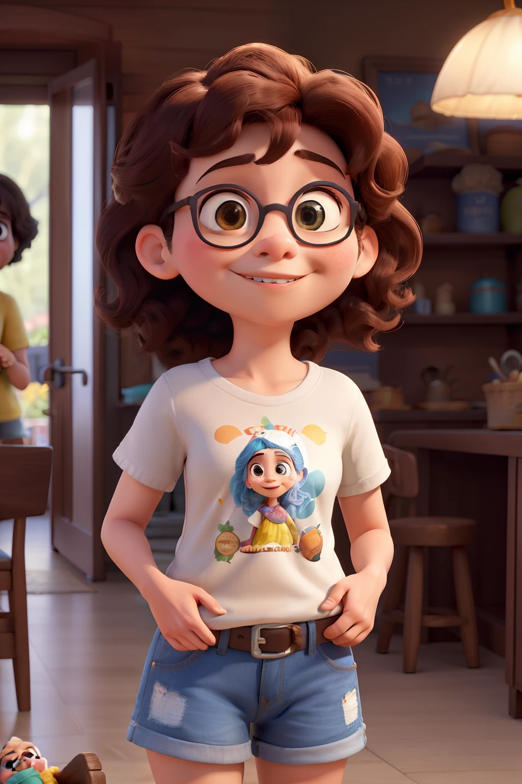 Obra-prima, de melhor qualidade, Disney Pixar, de uma menina adolescente com cabelos cacheados, cortado no ombro e escuros, ama kpop, ama pulseiras, brincos e colares, olhos castanhos escuros, ama a cor roxa, cartaz de filme da Disney Pixar, nome do filme beatriz, Release Date 30/10/2023, menina com uma saia bege e uma camiseta com borboletas desenhadas