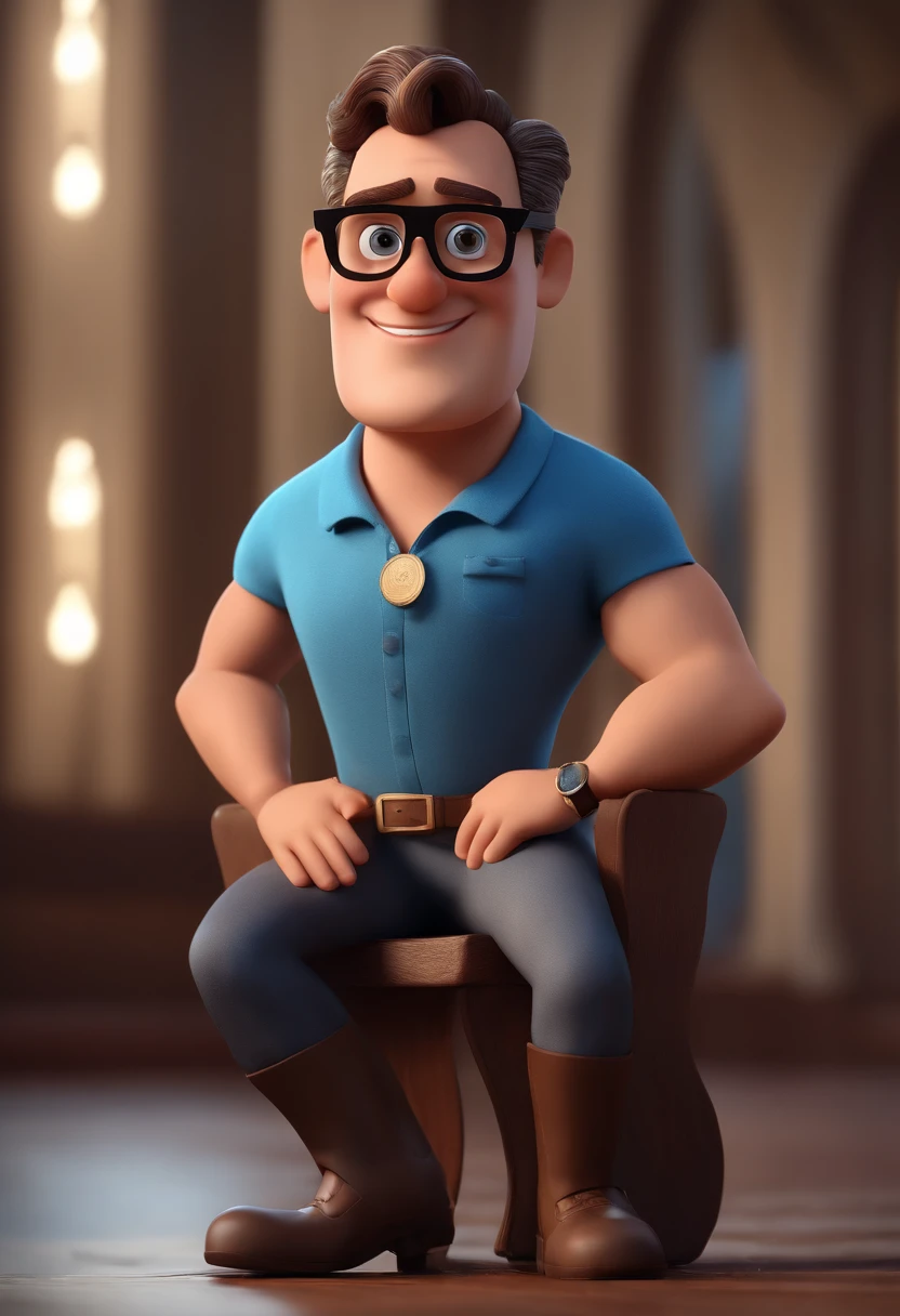 Cartoon character of a man with black glasses and a blue shirt, animation character, Caractere estilizado, animation style rendering, 3D estilizado, Arnold Maya render, 3 d render stylized, toon render keyshot, Personagem 3D, Personagem 3D, 3d rendering stylized, 3 d character render, personagem de desenho animado, Personagem de close up, Pose de personagem, (Estilo Pixar) (master part:1.2) (Bokeh) (best quality) (pele detalhada) (textura detalhada) (8k) (argila) (Cinematic lighting) (foco nítido