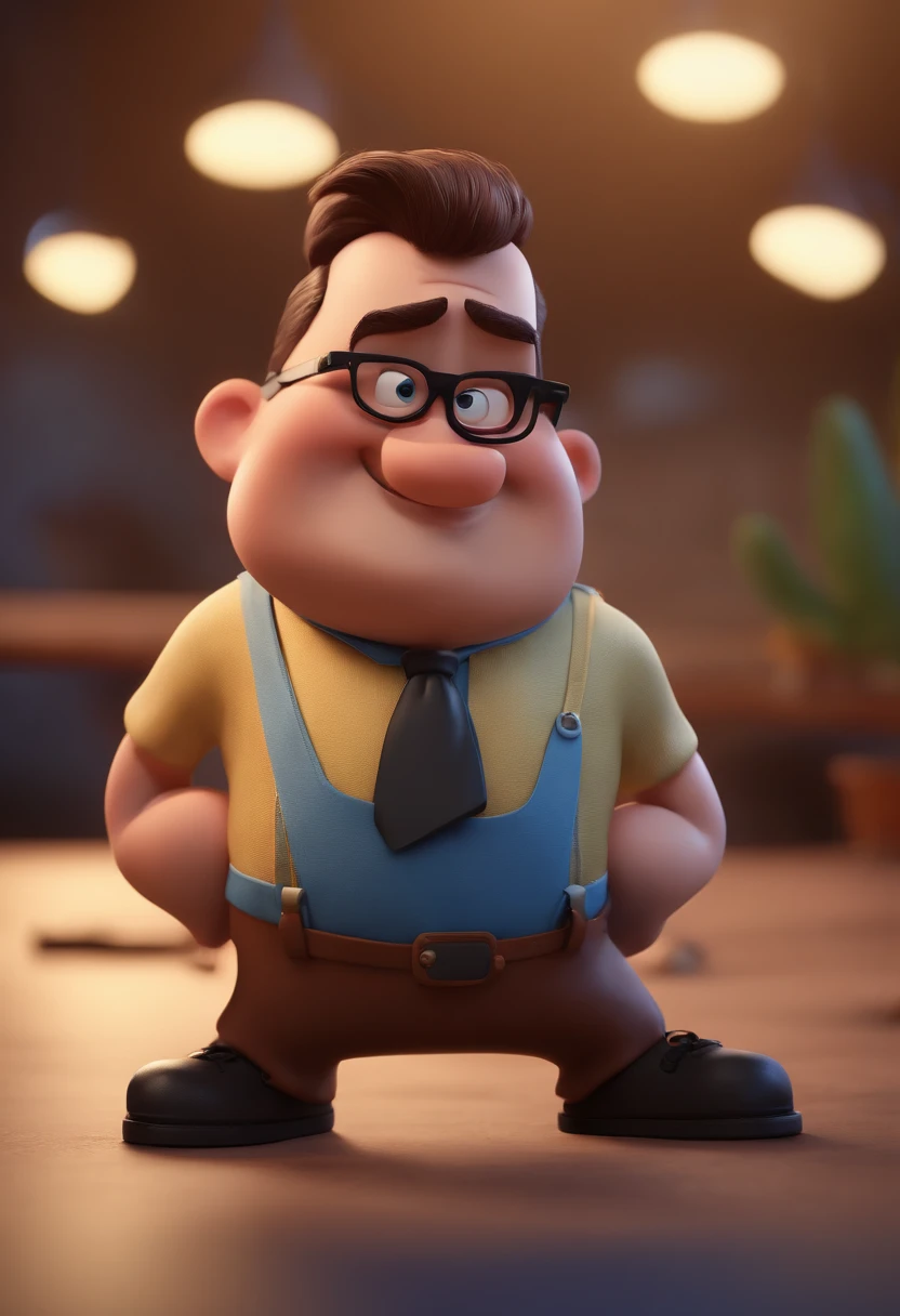 Cartoon character of a man with black glasses and a blue shirt, animation character, Caractere estilizado, animation style rendering, 3D estilizado, Arnold Maya render, 3 d render stylized, toon render keyshot, Personagem 3D, Personagem 3D, 3d rendering stylized, 3 d character render, personagem de desenho animado, Personagem de close up, Pose de personagem, (Estilo Pixar) (master part:1.2) (Bokeh) (best quality) (pele detalhada) (textura detalhada) (8k) (argila) (Cinematic lighting) (foco nítido