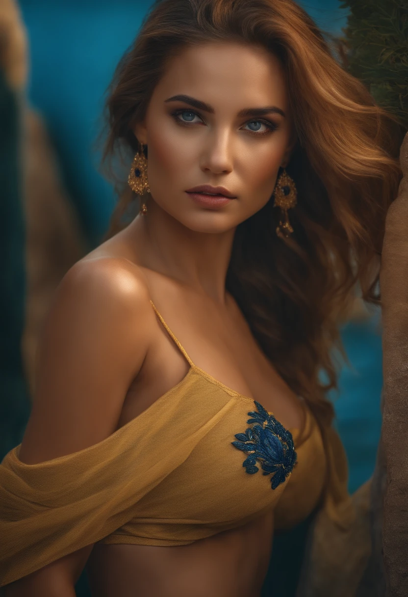 ((La mejor calidad, 8k, Obra maestra: 1.3)) rubia de ojos azules desnuda