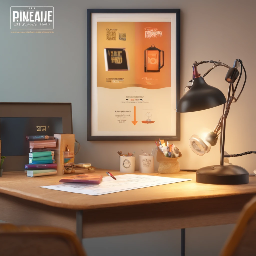 Crie um cartaz inspirado na Disney Pixar com o ersonagem com a minha foto, In an office with a stethoscope on the table