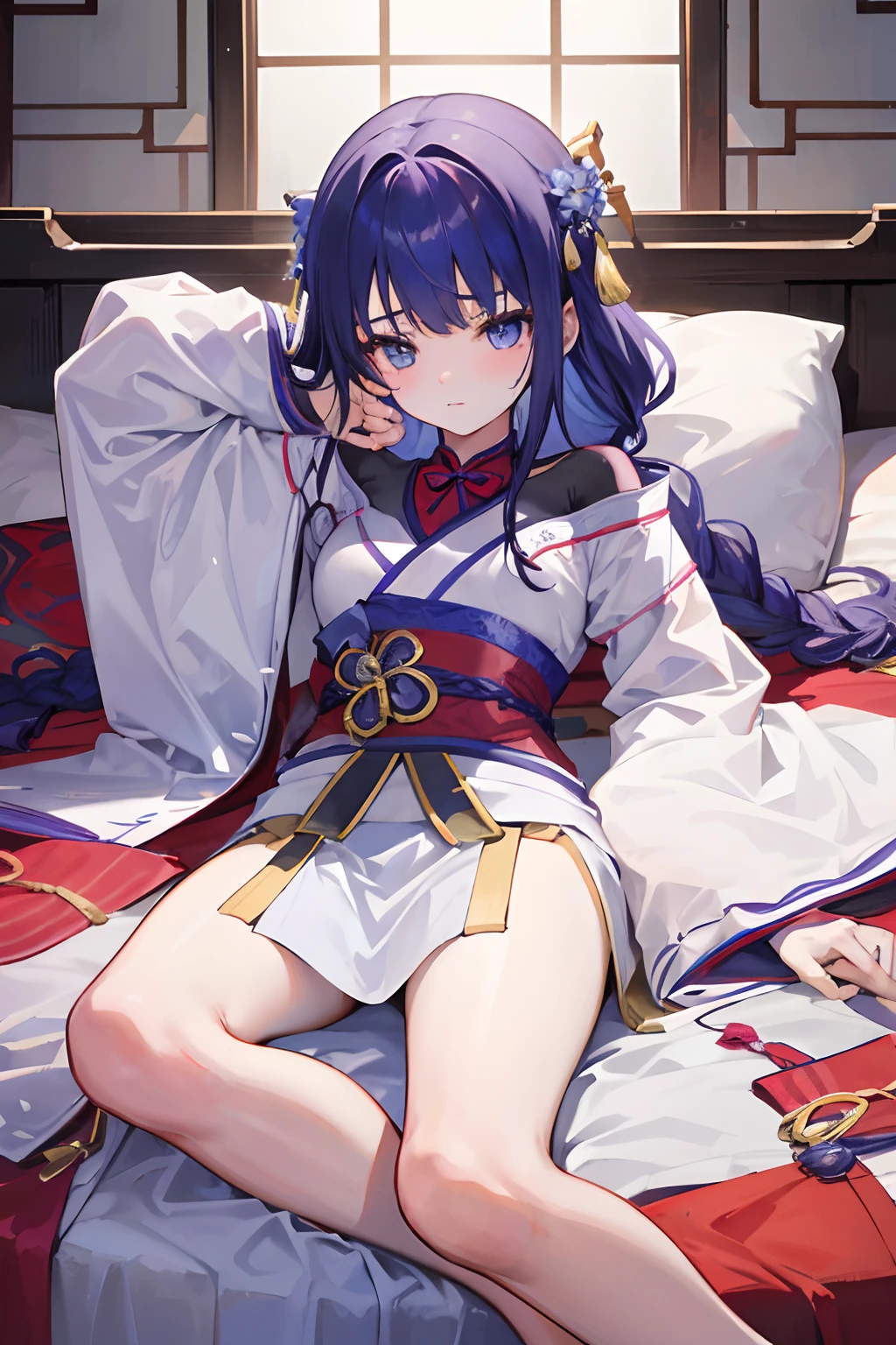 (A -yeld giwith long hair wearing Hanfu 1.4)
(Lie down in bed,The expression widened in surprise。1.5)
(In an ancient room。1.5)