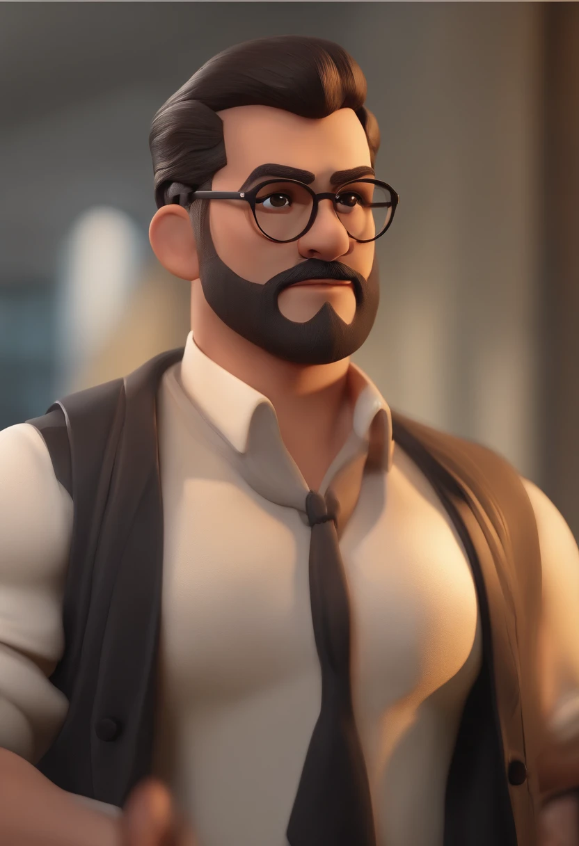 personagem dos desenhos animados de casal, A man with black glasses and a black shirt, com barba e gordo, mulher de cabelos longos e castanhos, com roupa amarela, golden retriever na foto. animation character, Caractere estilizado, animation style rendering, 3D estilizado, Arnold Maya render, 3 d render stylized, toon render keyshot, Personagem 3D, Personagem 3D, 3d rendering stylized, 3 d character render, personagem de desenho animado, Personagem de close up, Pose de personagem, (Estilo Pixar) (master part:1.2) (Bokeh) (best quality) (pele detalhada) (textura detalhada) (8k) (argila) (Cinematic lighting) (foco nítido
