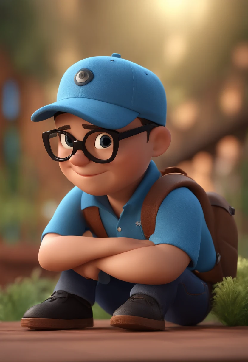 Cartoon character of a man with black glasses and a blue shirt, animation character, Caractere estilizado, animation style rendering, 3D estilizado, Arnold Maya render, 3 d render stylized, toon render keyshot, Personagem 3D, Personagem 3D, 3d rendering stylized, 3 d character render, personagem de desenho animado, Personagem de close up, Pose de personagem, (Estilo Pixar) (master part:1.2) (Bokeh) (best quality) (pele detalhada) (textura detalhada) (8k) (argila) (Cinematic lighting) (foco nítido
