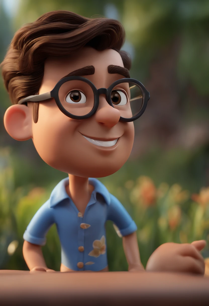 Cartoon character of a man with black glasses and a blue shirt, animation character, Caractere estilizado, animation style rendering, 3D estilizado, Arnold Maya render, 3 d render stylized, toon render keyshot, Personagem 3D, Personagem 3D, 3d rendering stylized, 3 d character render, personagem de desenho animado, Personagem de close up, Pose de personagem, (Estilo Pixar) (master part:1.2) (Bokeh) (best quality) (pele detalhada) (textura detalhada) (8k) (argila) (Cinematic lighting) (foco nítido