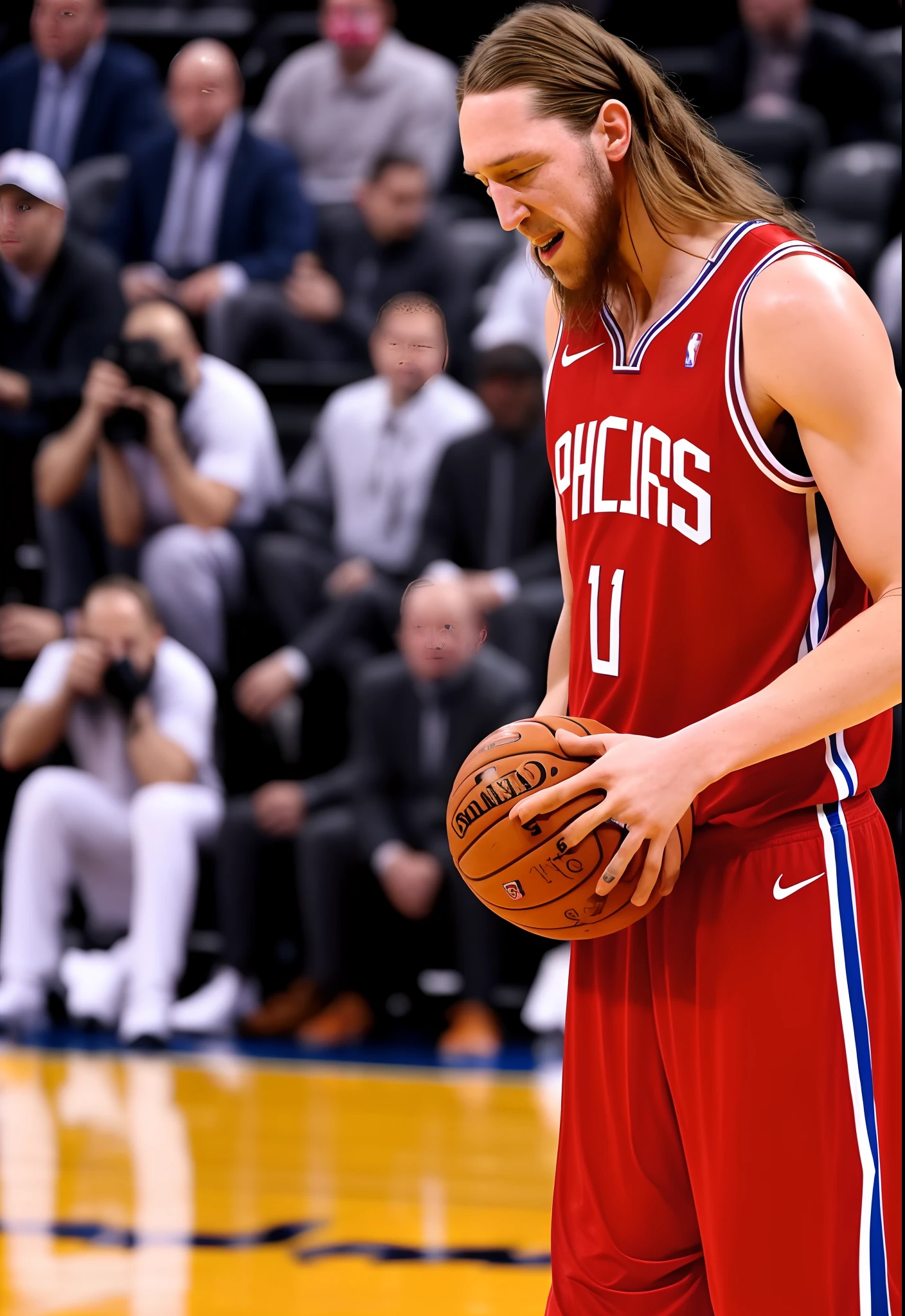 Kelly Olynyk crying on a basketball court