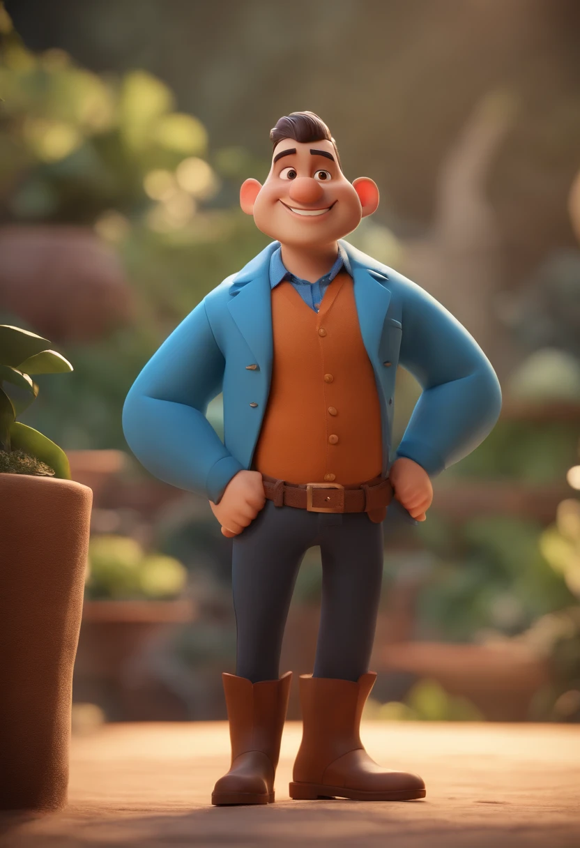 personagem dos desenhos animados de um homem com olhos azuis e uma camisa azul, animation character, Caractere estilizado, animation style rendering, 3D estilizado, Arnold Maya render, 3 d render stylized, toon render keyshot, Personagem 3D, Personagem 3D, 3d rendering stylized, 3 d character render, personagem de desenho animado, Personagem de close up, Pose de personagem, (Estilo Pixar) (master part:1.2) (Bokeh) (best quality) (pele detalhada) (textura detalhada) (8k) (argila) (Cinematic lighting) (foco nítido