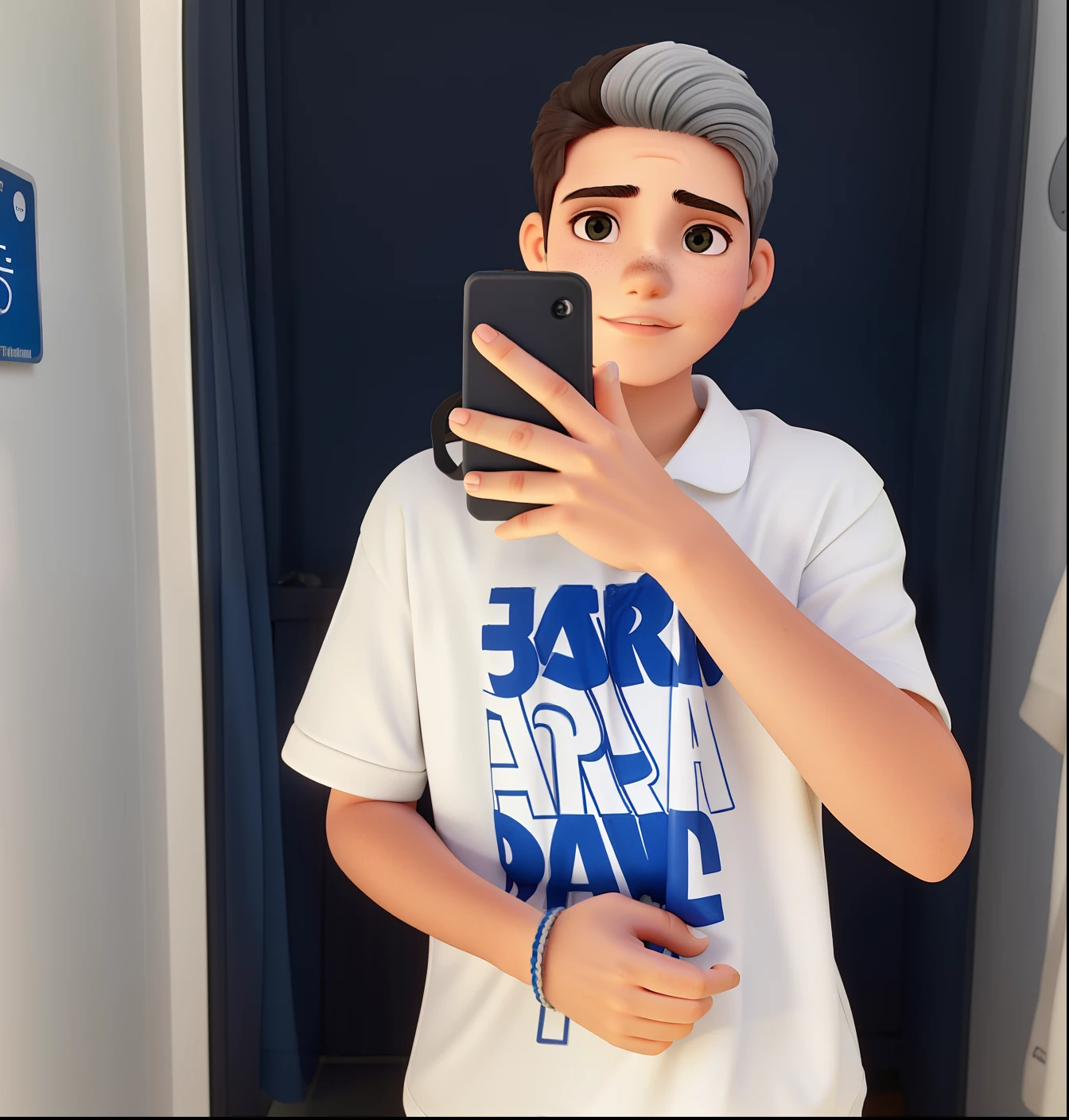 Um jovem adolescente de cor branca olhos azuis, cabelos castanhos com luzes em alta qualidade. Imagem de alta qualidade.
