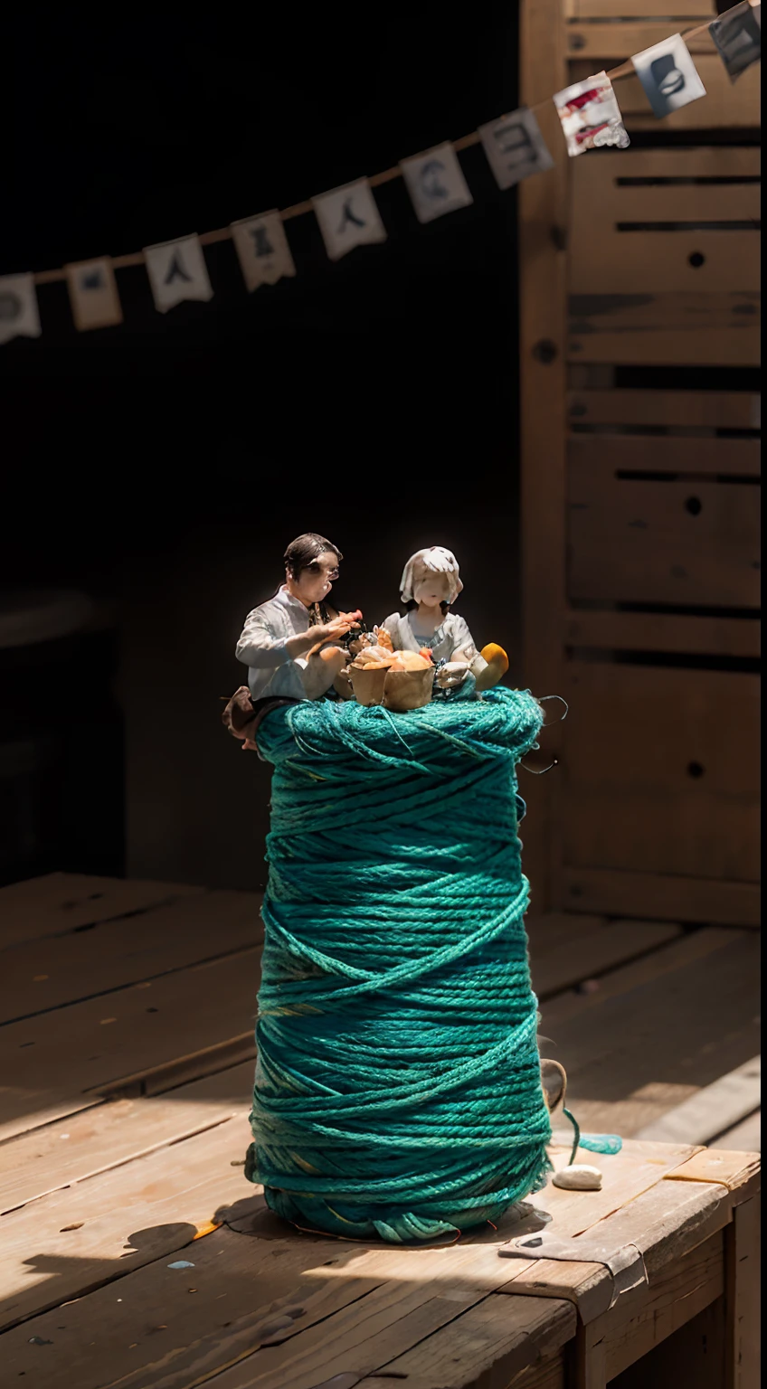 dyed polyester yarn, miniature photography, tatsuya tanaka, a lot of tiny little people, tatsuya tanaka, installation art, plastic arts, Microscopic figurines sitting around eating dumplings, macro photo, Sony FE GM, macro photo, Sony FE GM, UHD, masterpiece, high details, high quality, best quality, highres, 1080P, UHD, UHD, masterpiece, high details, high quality, best quality, highres, 1080P