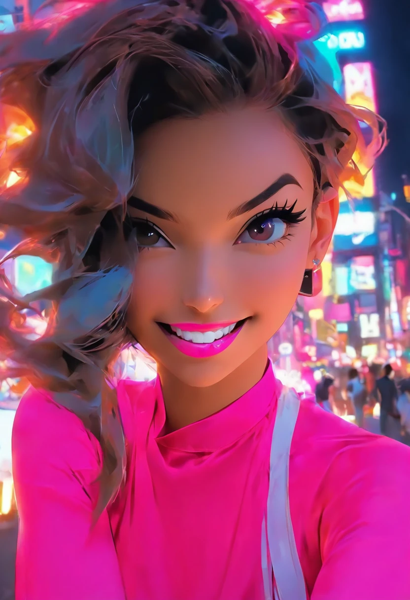 K, masutepiece, Foto RAW, best quality, fotorrealista, papel de parede CG Unity 8k altamente detalhado, profundidade de campos, Cinematic light, Reflexo da lente, ray tracing, (rosto extremamente bonito, beautiful lips, Olhos bonitos), rosto de detalhe intrincado,Vista da cidade da flor de cerejeira cena noturna Lave um carro chamado Corvette ((pele ultra detalhada)) 1girl em, No escuro, sombra profunda, coreana bonita, Kpop idol, 1 girl, (Muito magro e esguio para corpos musculosos:1.3), ((Ver o visualizador)),(grande sorriso:1.3), (Blusa de renda skinny), (camisa rosa), (Mangas) , (Noite de moda, Uma noite escura, (neon light sign), (Fundo desfocado), moda noite de rua),(sem pessoas em segundo plano:1.3), lindos brincos, bracelete, colar, knee tights, olhos claros, (pale skin), (olhos grandes), virada para a frente, ((tiro na parte superior do corpo)), ((Hot pink silk pants:1.3)),(cabelos castanhos),((Skinny silk pants)), (Ver o visualizador:1.3) mama aberta, muito magro, medium breasts, Backtracking, tiro nas costas, see through, light pants, rabos de cavalo, updo cabelo