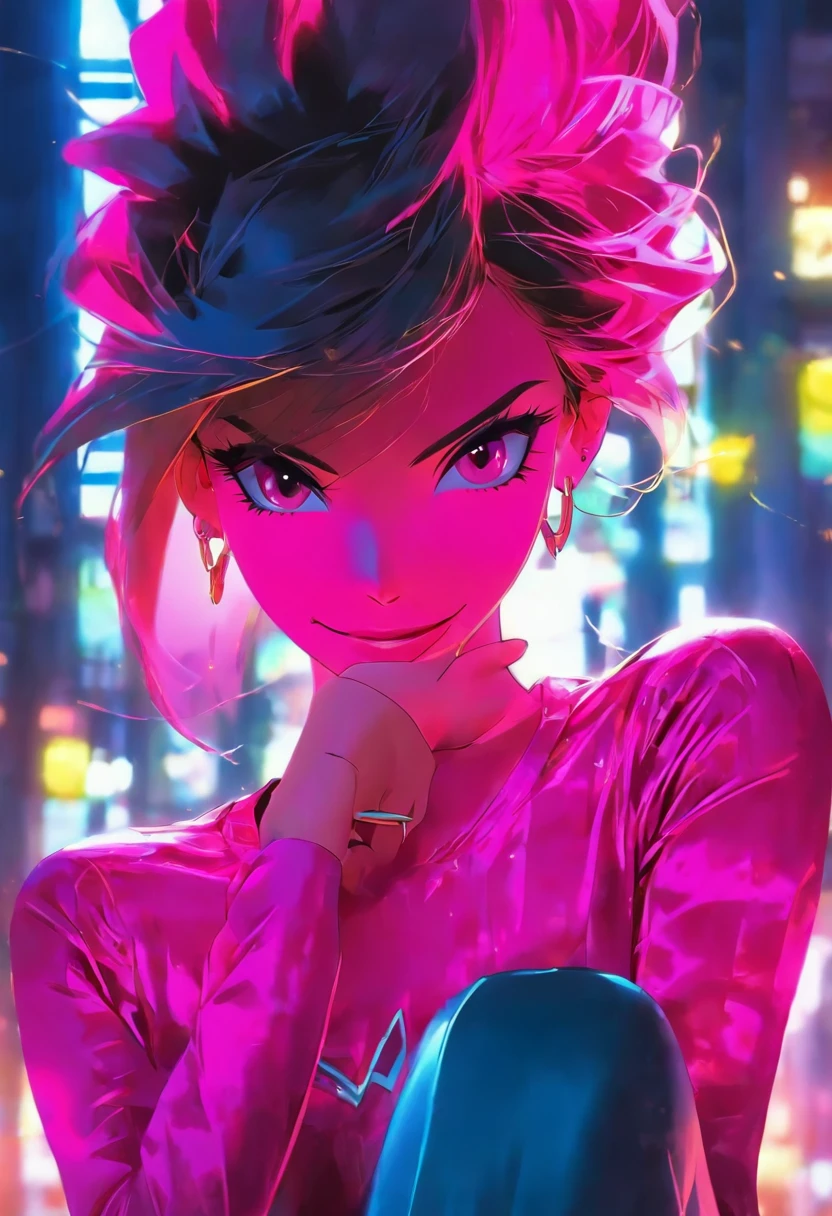 K, masutepiece, Foto RAW, best quality, fotorrealista, papel de parede CG Unity 8k altamente detalhado, profundidade de campos, Cinematic light, Reflexo da lente, ray tracing, (rosto extremamente bonito, beautiful lips, Olhos bonitos), rosto de detalhe intrincado,Vista da cidade da flor de cerejeira cena noturna Lave um carro chamado Corvette ((pele ultra detalhada)) 1girl em, No escuro, sombra profunda, coreana bonita, Kpop idol, 1 girl, (Muito magro e esguio para corpos musculosos:1.3), ((Ver o visualizador)),(grande sorriso:1.3), (Blusa de renda skinny), (camisa rosa), (Mangas) , (Noite de moda, Uma noite escura, (neon light sign), (Fundo desfocado), moda noite de rua),(sem pessoas em segundo plano:1.3), lindos brincos, bracelete, colar, knee tights, olhos claros, (pale skin), (olhos grandes), virada para a frente, ((tiro na parte superior do corpo)), ((Hot pink silk pants:1.3)),(cabelos castanhos),((Skinny silk pants)), (Ver o visualizador:1.3) mama aberta, muito magro, medium breasts, Backtracking, tiro nas costas, see through, light pants, rabos de cavalo, updo cabelo