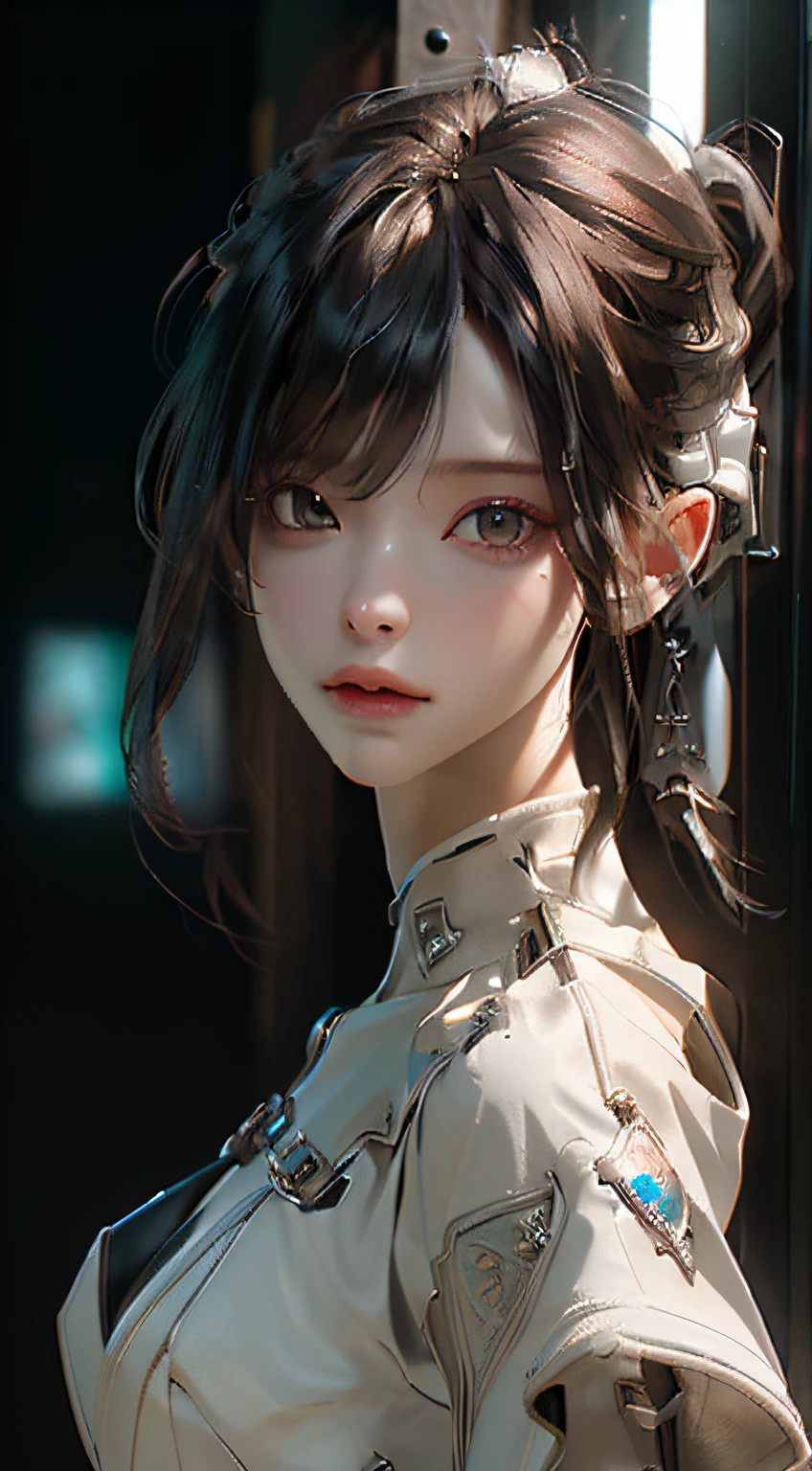 ((Best quality)), ((masterpiece)), (detailed:1.4), 3D, an image of a beautiful cyberpunk female,HDR (High Dynamic Range),Ray Tracing,NVIDIA RTX,Super-Resolution,Unreal 5,Subsurface scattering,PBR Texturing,Post-processing,Anisotropic Filtering,Depth-of-field,Maximum clarity and sharpness,Multi-layered textures,Albedo and Specular maps,Surface shading,Accurate simulation of light-material interaction,Perfect proportions,Octane Render,Two-tone lighting,Wide aperture,Low ISO,White balance,Rule of thirds,8K RAW,