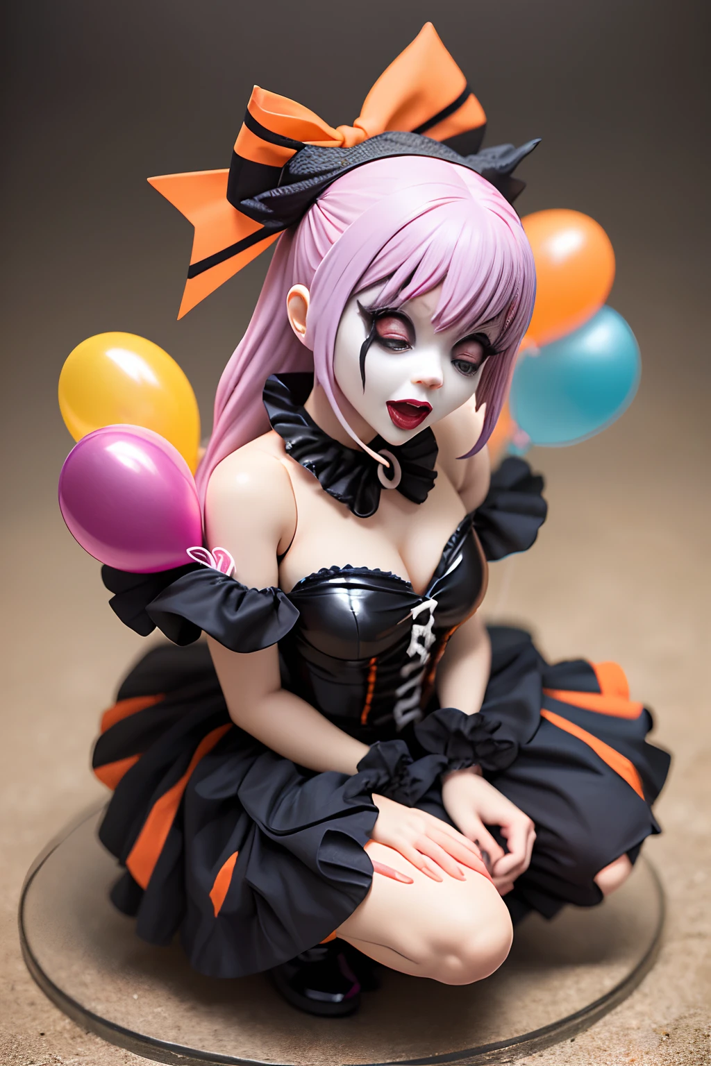  Clown with blue hair and red clown makeup、 surrounded by red balloons ,  cute core crown core , 不気味なClown Girl, Scary clown, Clown Girl, Detailed painting 4k,  portrait desk crown ,  Artstation contest winner , Goth Clown Girl, deviantart artstation cgscosiety ,  CG Society Contest Winner !!,  CG Society Contest Winner !!!, y 2 k  cute core crown core , full body
