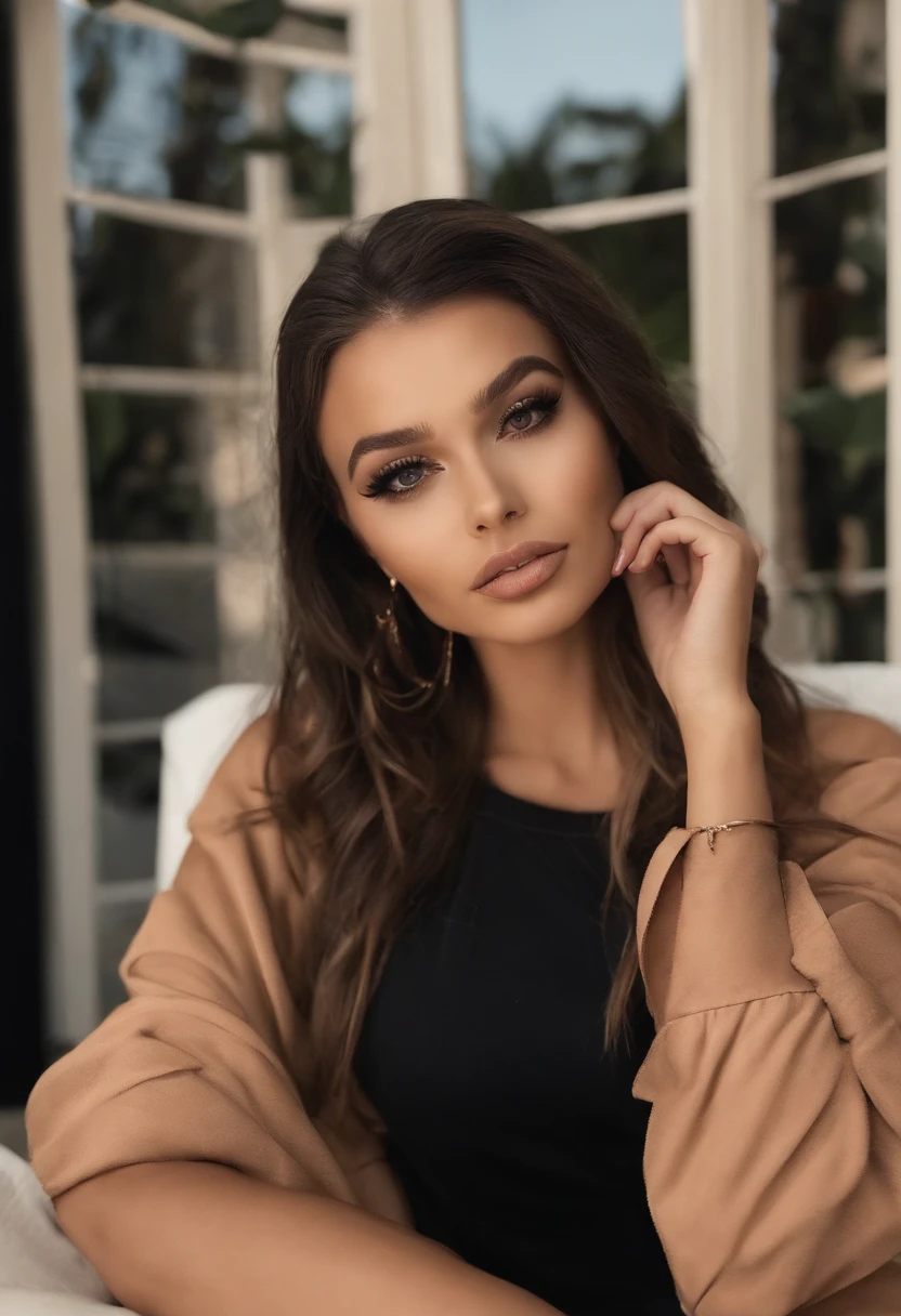 arafed mulher roupas sexy, Menina sexy com olhos castanhos, Retrato Sophie Mudd, cabelos pretos e olhos grandes, selfie de uma jovem mulher, Olhos do quarto, Violeta Myers, sem maquiagem, maquiagem natural, Looking directly at the camera, Rosto com ArtGram, Maquiagem sexy, Impressionante tiro de corpo inteiro, wearing black glasses  , clivagem