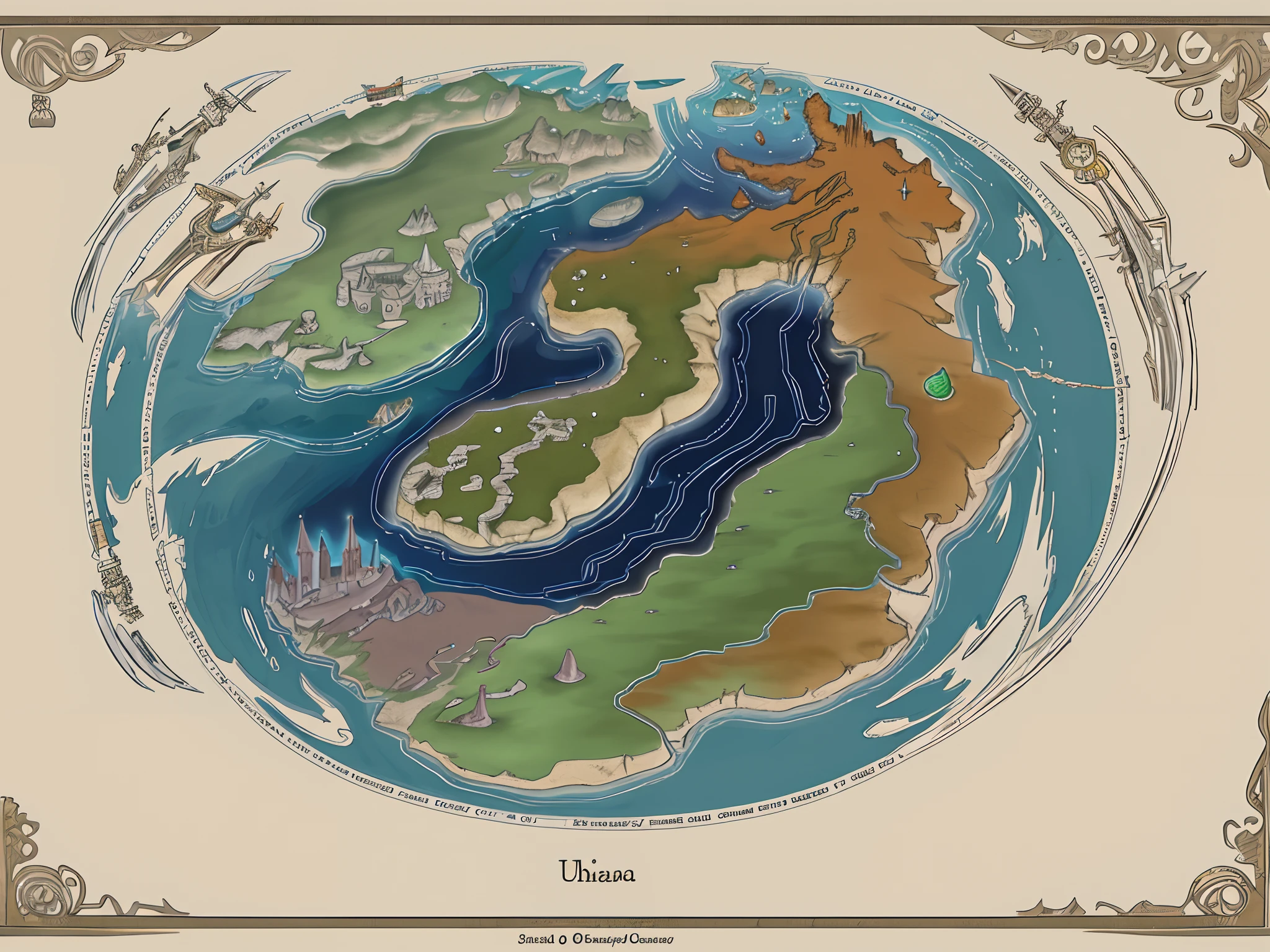 Create a fantasy map of the kingdom of Uhairia