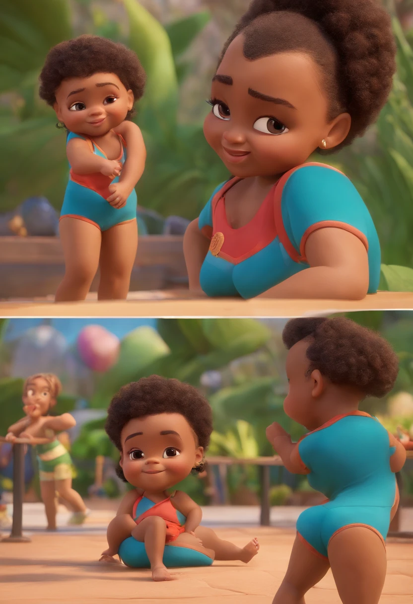 (Pixar 1.23 estilo) 1 menina ((parte superior do corpo frente, busto tiro)), solo, Beautiful child, pele morena, cabelos levemente cacheados, tracksuit bonita, menina, Brazilian , playground, ((obra-prima, mais alta qualidade)), (composite lighting)