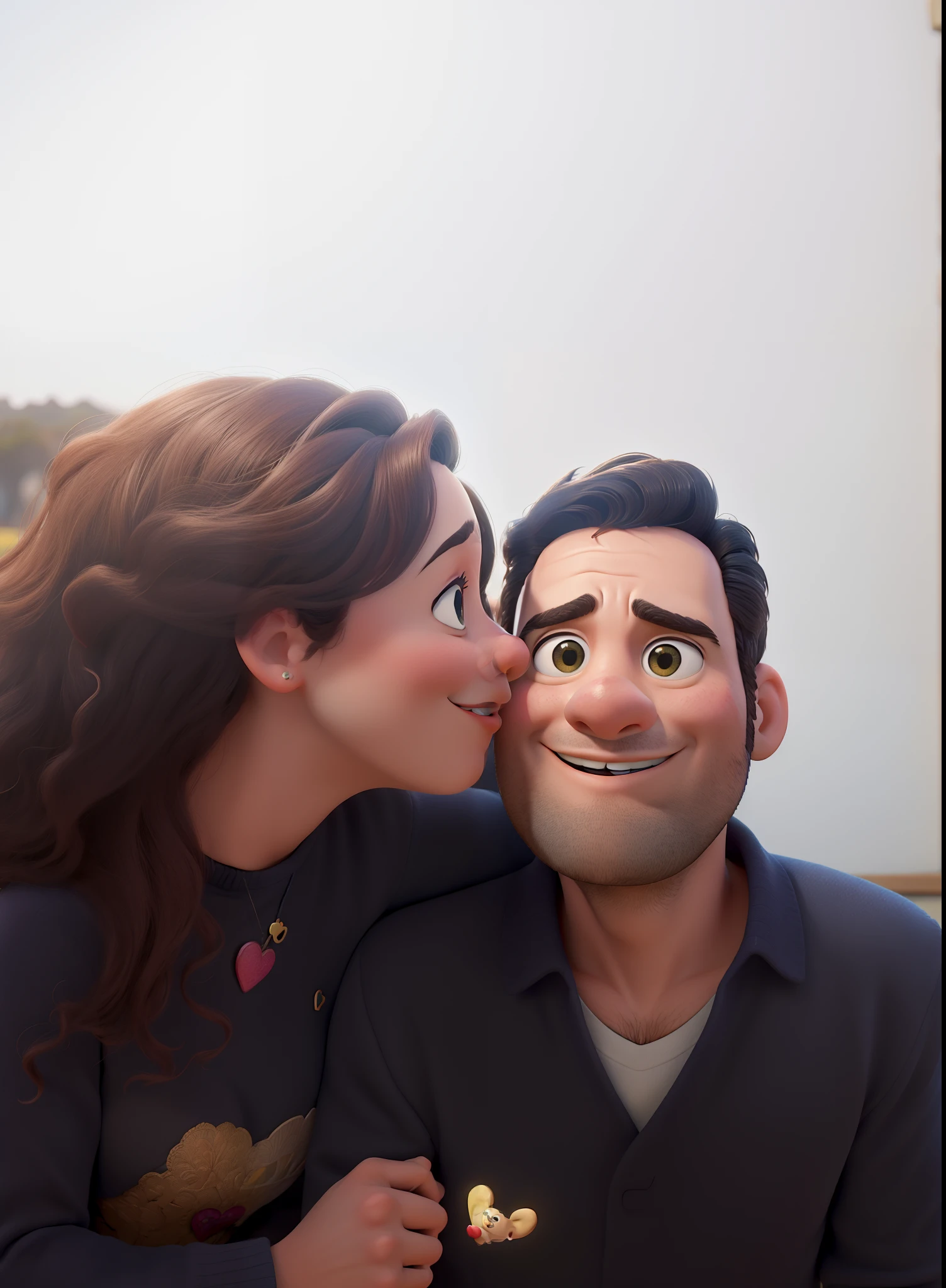 Obra-prima, de melhor qualidade, uma imagem de um maravilhoso casal lindo, Where all around there are hearts of lovers, imagem formato Pixar