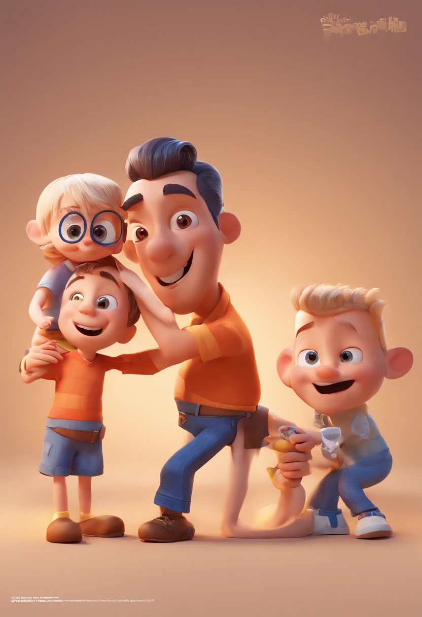 Estilo Pixar: The grown man is holding a naked blue-eyed boy and in his other hand he is holding a pair of scissors and is trying to cut off the boy's testicles,3D Poster,Disney