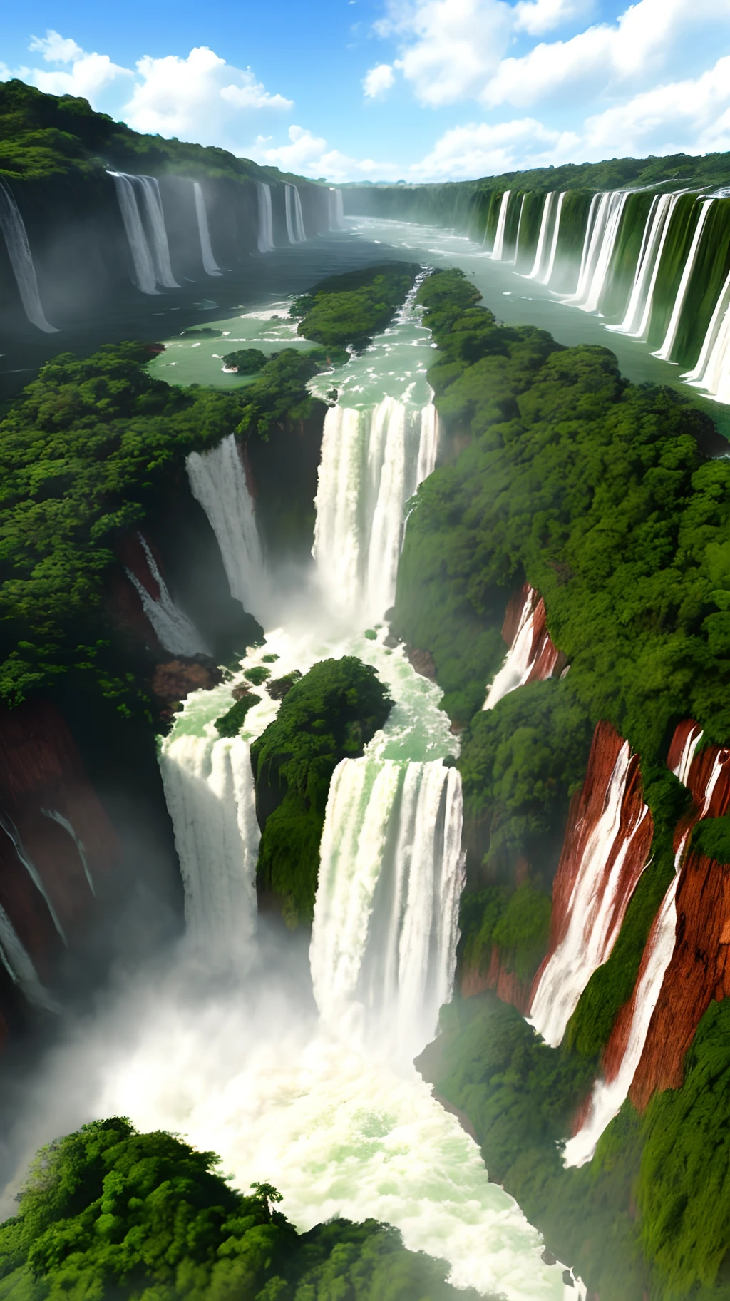 Crie em 3d uma imagem da pixar das cataratas do iguacu com o texto Cataratas do Iguacu
