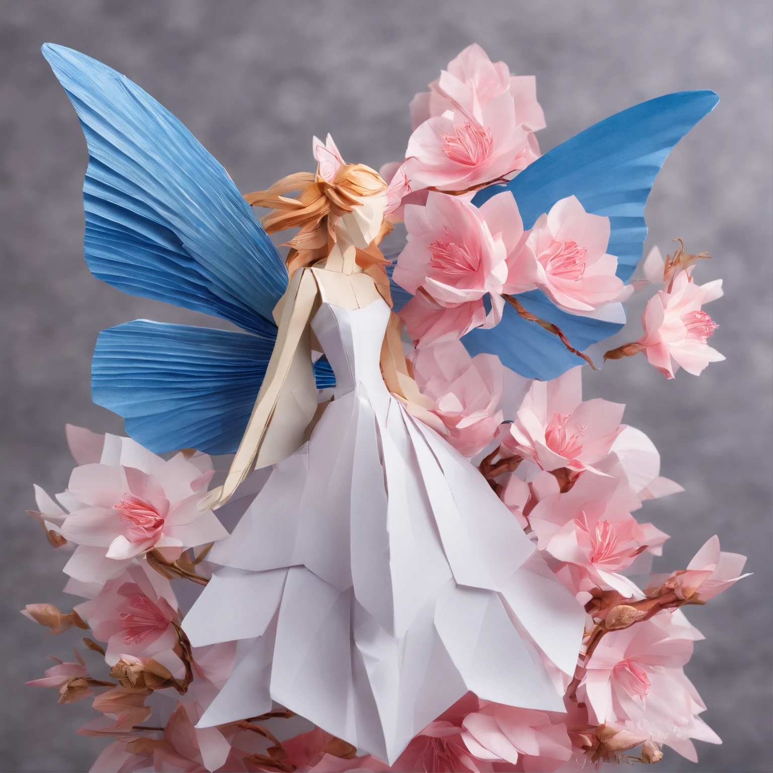 Picture of a fairy holding a rose in her hand,Transparent and light wings like butterfly wings,Camellia oleifera skin,A classic garden in the ballot style,Aerial view,concept-art,skyporn,Flower Fairy Research, fairy aesthetics, space flower fairy, faeries, portrait of fairy, portrait of fairy, smiling as a queen of fairies, fairy queen, beautiful fairie, the non-binary deity of spring, fairy queen, elf girl wearing an flower suit, fairylike,peach blossom, cherry blossom, an orchid flower, Hyacinth, clubs, Masterpiece Blue Rose
