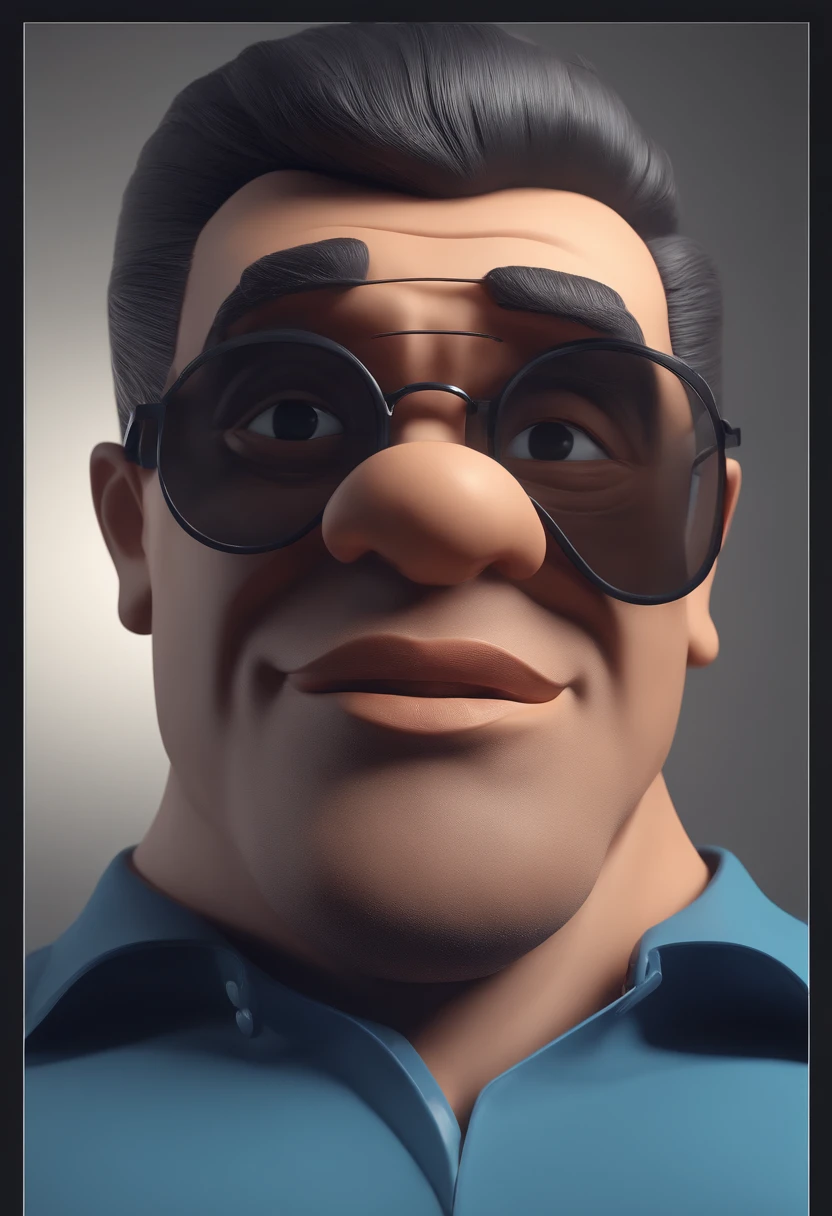 Cartoon character of a man with black glasses and a blue shirt, animation character, Caractere estilizado, animation style rendering, 3D estilizado, Arnold Maya render, 3 d render stylized, toon render keyshot, Personagem 3D, Personagem 3D, 3D-rendering