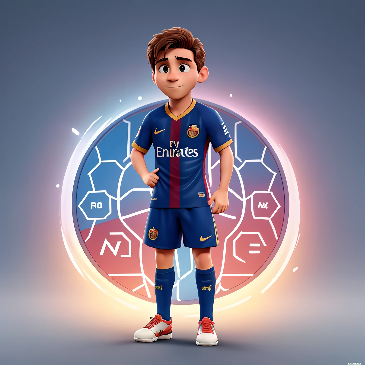 create a Messi poster:

1. Foto centralizada: choose a featured photo of Messi in action, like a powerful shot or an incredible dribble. Position it in the center of the poster to grab attention.

2. Fundo desfocado: para destacar o Messi na foto, You can blur the background or add a soft light effect to create contrast.

3. inspirational quote: include an inspirational quote from Messi that reflects his winning mentality, Dedication or love for the sport. Use a font that is legible and highlights the phrase.

4. Cores vibrantes: choose a vibrant color palette that is related to the team Messi plays for or the colors of his national team. This will help convey energy and enthusiasm.

5. Titles & Achievements: add graphics or icons depicting Messi's titles and achievements, as individual awards, League Titles, Top scorers and trophies for the best player in the world.

6. Logo do time: inclua o logotipo do time em que o Messi joga, seja o Barcelona, Paris Saint-Germain ou a equipe nacional argentina. Position it inconspicuously in the corner of the poster.

7. Name and number: insira o nome "Messi" and his jersey number (10) prominently on the poster so everyone knows who it is.

8. Layout criativo: experimente diferentes layouts, How to Divide the Poster into Sections, Add diagonal lines or use geometric shapes to create a unique composition.

Remember to use high-quality images and graphics, as well as respecting copyright when creating the Messi poster.
