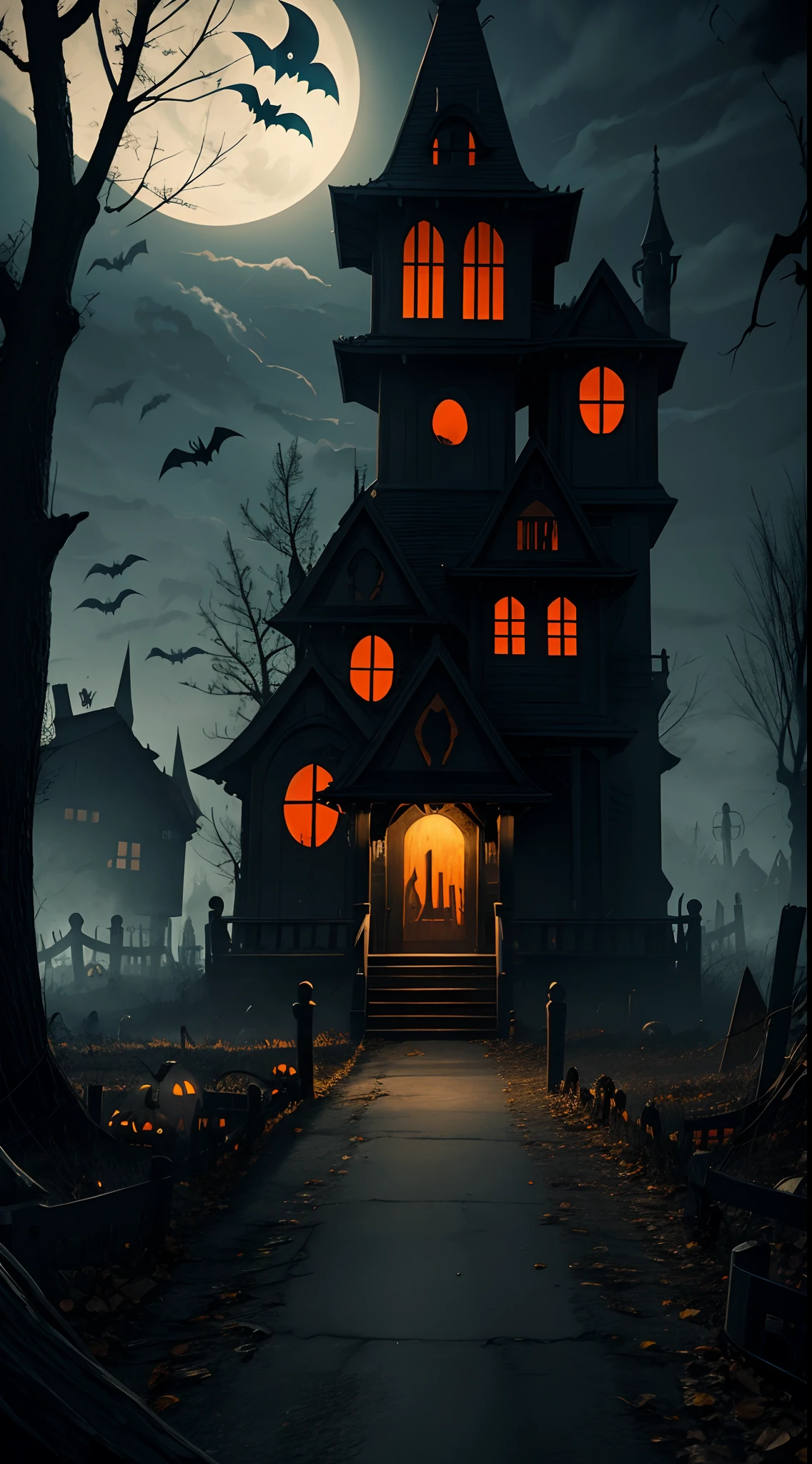 a scary and horrifying halloween landscape