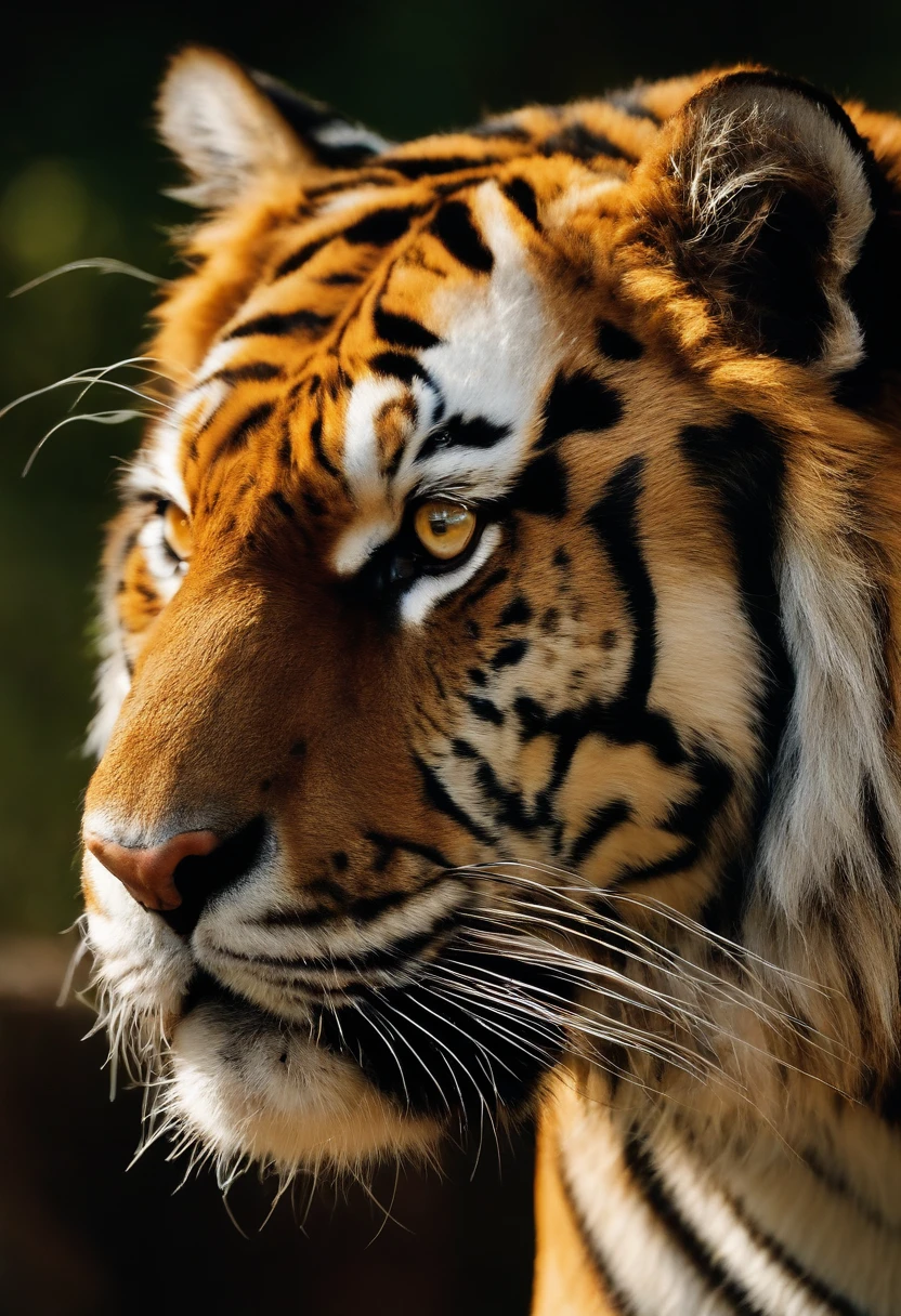 A powerful tiger that is close to live-action