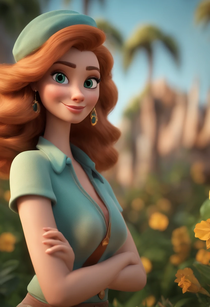 Personagem dos desenhos animados de uma mulher com uma camisa verde, blond hair animation character, Caractere estilizado, animation style rendering, 3D estilizado, Arnold Maya render, 3 d render stylized, toon render keyshot, Personagem 3D, Personagem 3D, 3d rendering stylized, 3 d character render, personagem de desenho animado, Personagem de close up, Pose de personagem, (Estilo Pixar) (master part:1.2) (Bokeh) (best quality) (pele detalhada) (textura detalhada) (8k) (argila) (Cinematic lighting) (foco nítido